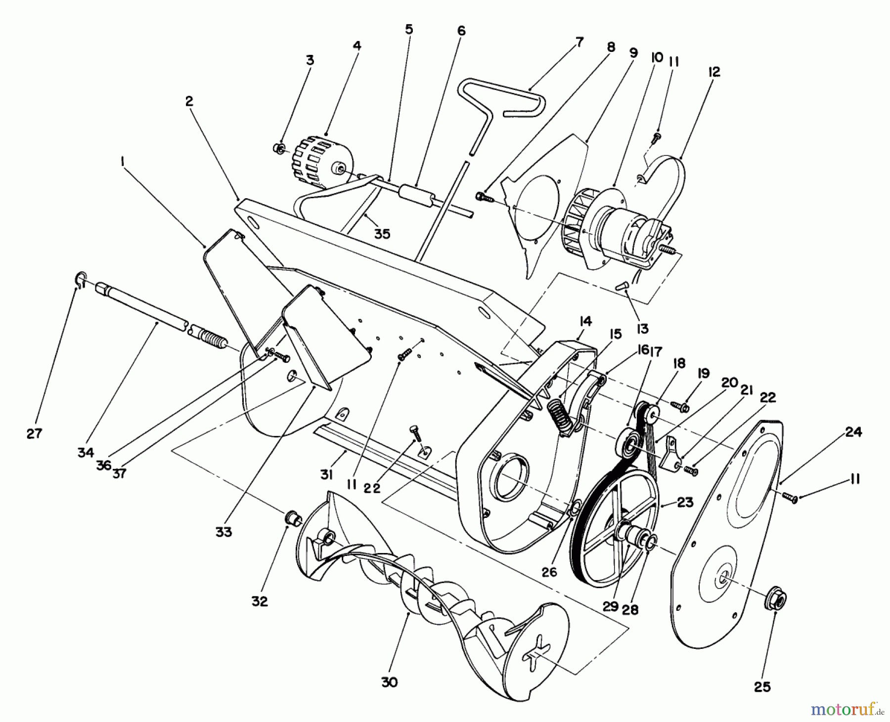  Toro Neu Snow Blowers/Snow Throwers Seite 1 38005 (1200) - Toro 1200 Power Curve Snowthrower, 1994 (4900001-4999999) HOUSING & ROTOR ASSEMBLY