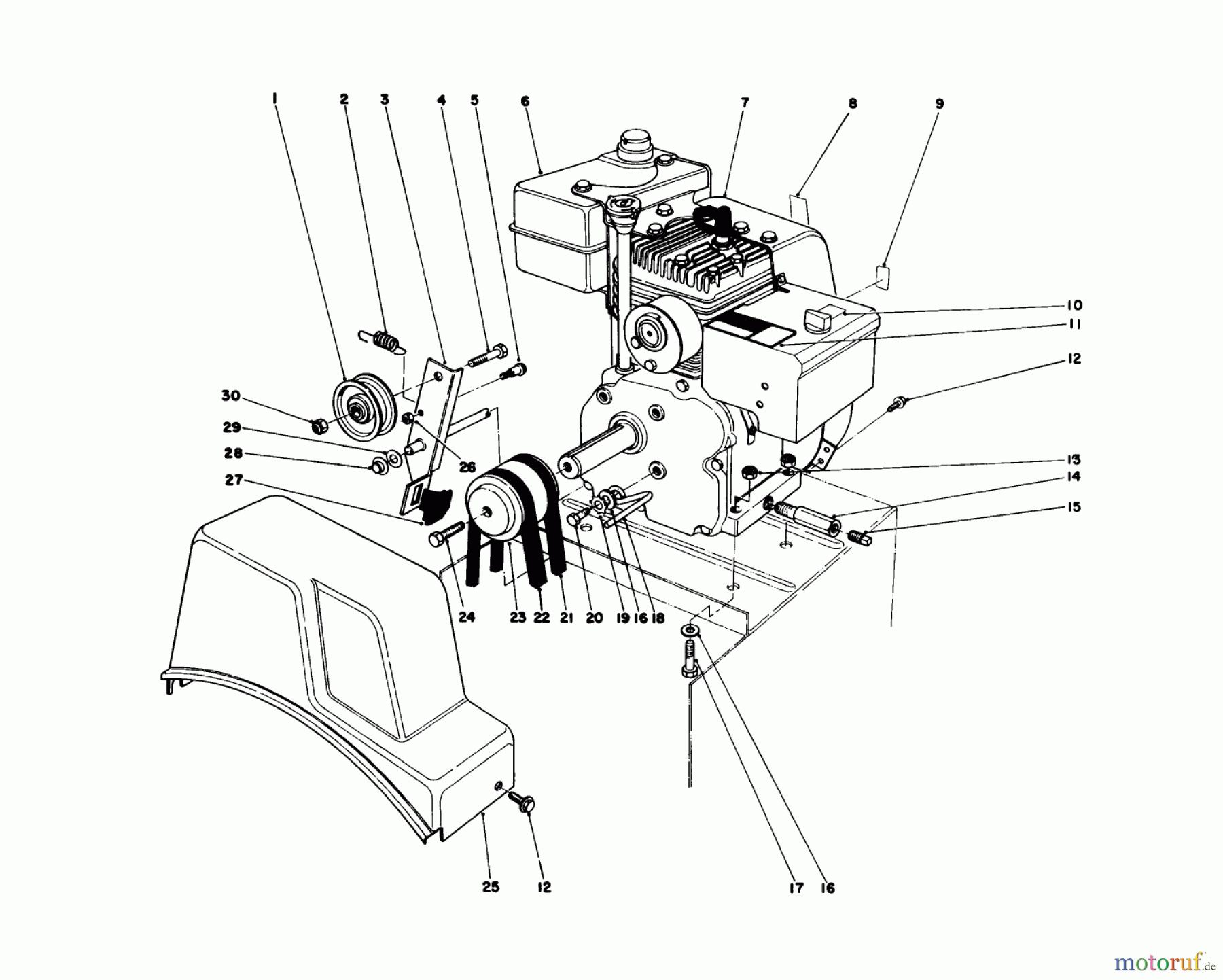  Toro Neu Snow Blowers/Snow Throwers Seite 1 38035 (3521) - Toro 3521 Snowthrower, 1987 (7000001-7999999) ENGINE ASSEMBLY