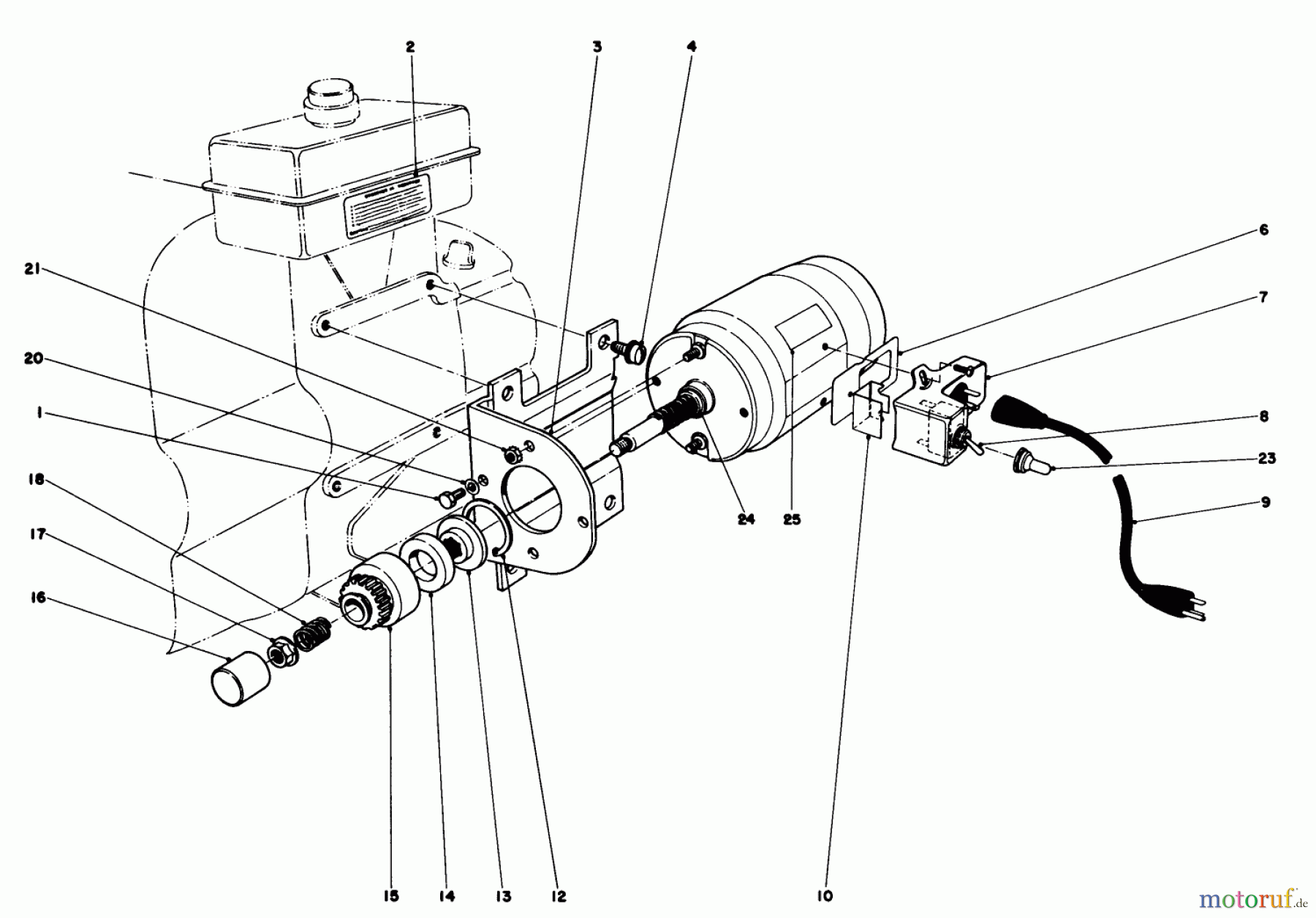 Toro Neu Snow Blowers/Snow Throwers Seite 1 38040 (524) - Toro 524 Snowthrower, 1979 (9000001-9999999) STARTER MOTOR KIT MODEL 23-4410 (FOR SNOWTHROWERS MODEL NO. 38050)