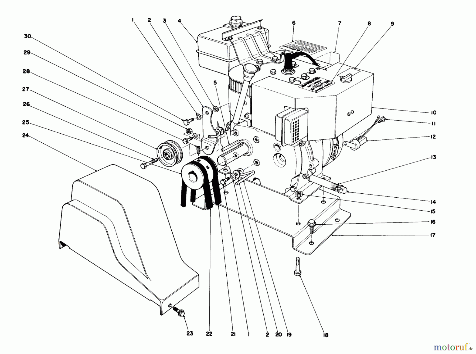 Toro Neu Snow Blowers/Snow Throwers Seite 1 38040 (524) - Toro 524 Snowthrower, 1986 (6000001-6999999) ENGINE ASSEMBLY
