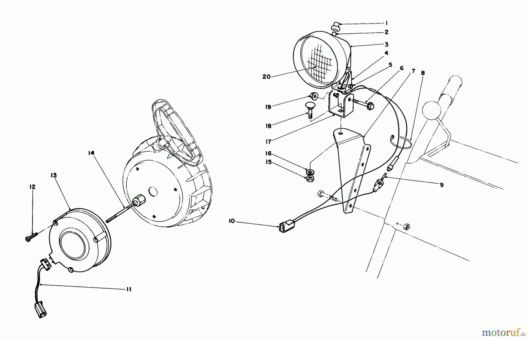  Toro Neu Snow Blowers/Snow Throwers Seite 1 38040 (524) - Toro 524 Snowthrower, 1986 (6000001-6999999) LIGHT KIT NO. 54-9821 (OPTIONAL)