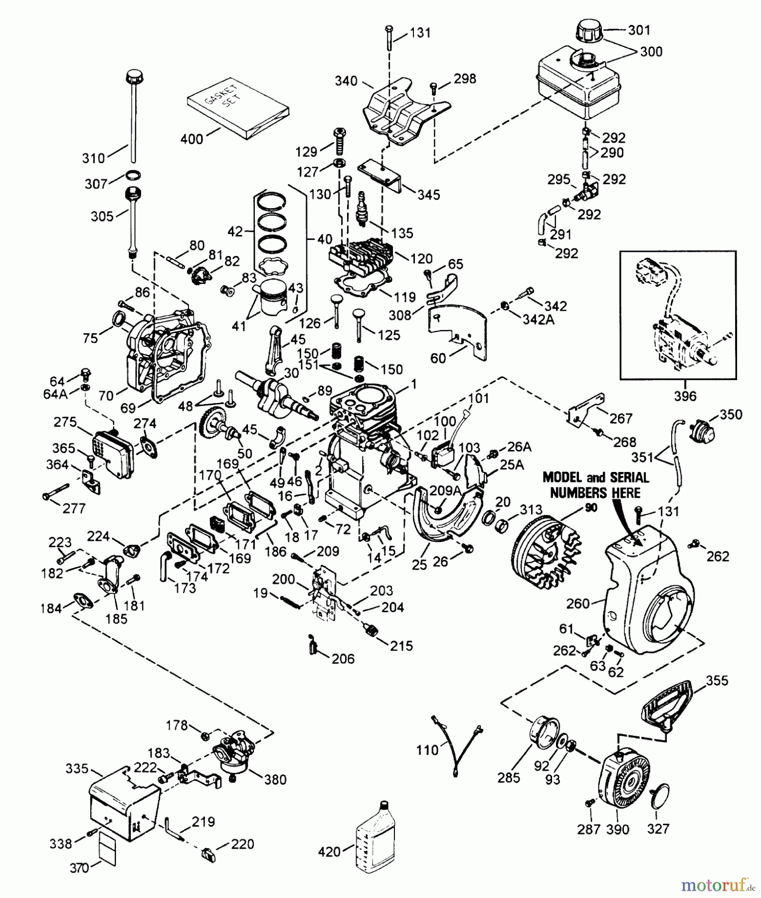  Toro Neu Snow Blowers/Snow Throwers Seite 1 38052 (521) - Toro 521 Snowthrower, 1995 (59000001-59999999) ENGINE TECUMSEH MODEL HSSK50-67259N