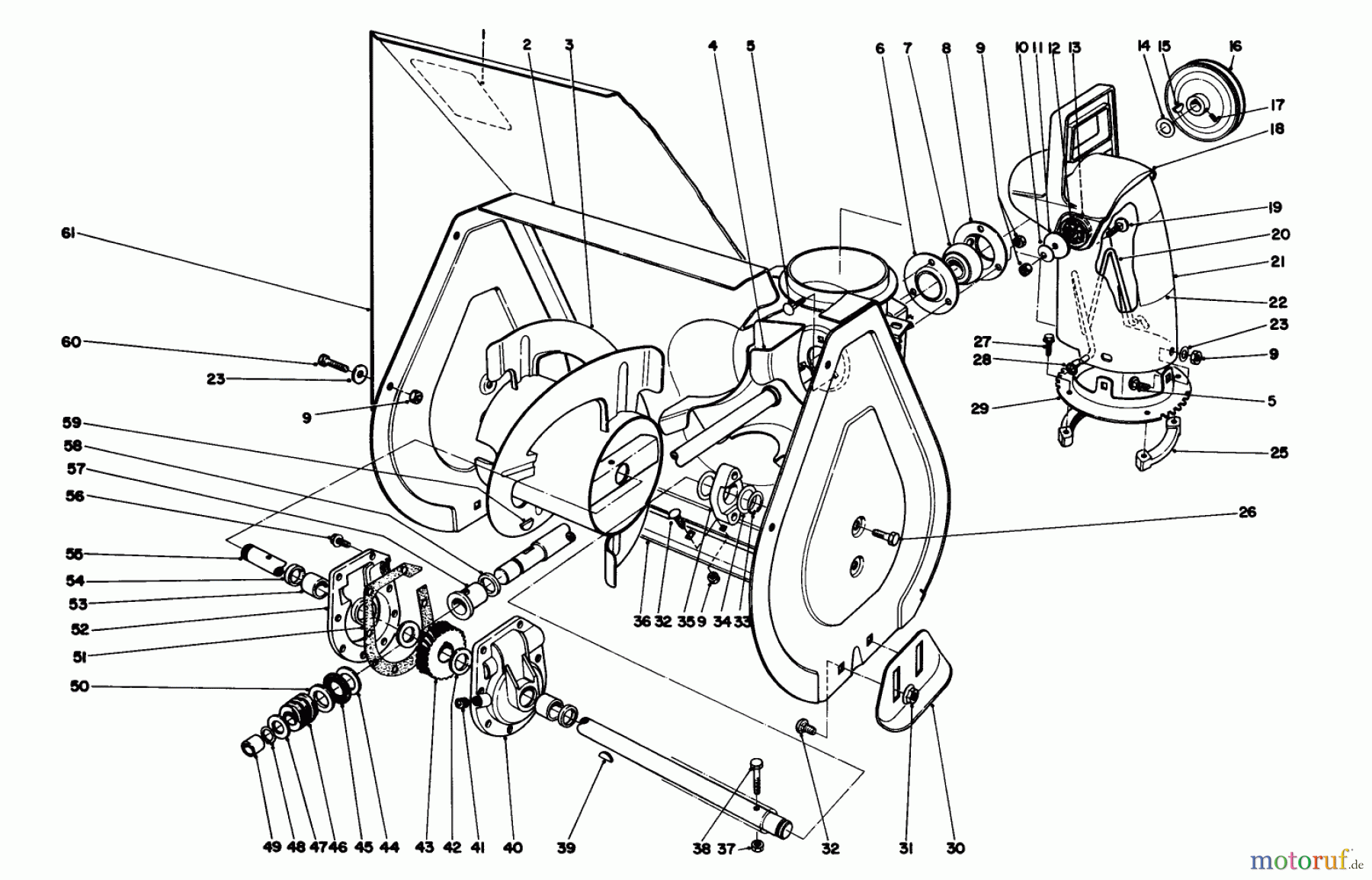  Toro Neu Snow Blowers/Snow Throwers Seite 1 38056 (521) - Toro 521 Snowthrower, 1991 (1000001-1999999) AUGER ASSEMBLY