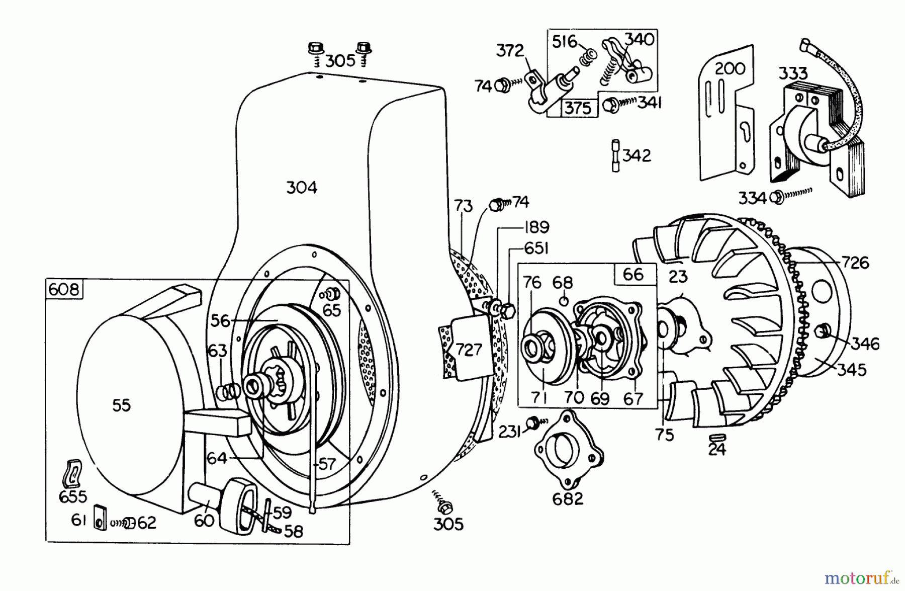  Toro Neu Snow Blowers/Snow Throwers Seite 1 38060 (826) - Toro 826 Snowthrower, 1978 (8000001-8999999) REWIND STARTER ASSEMBLY (8 H.P. SNOWTHROWER MODEL 38060)
