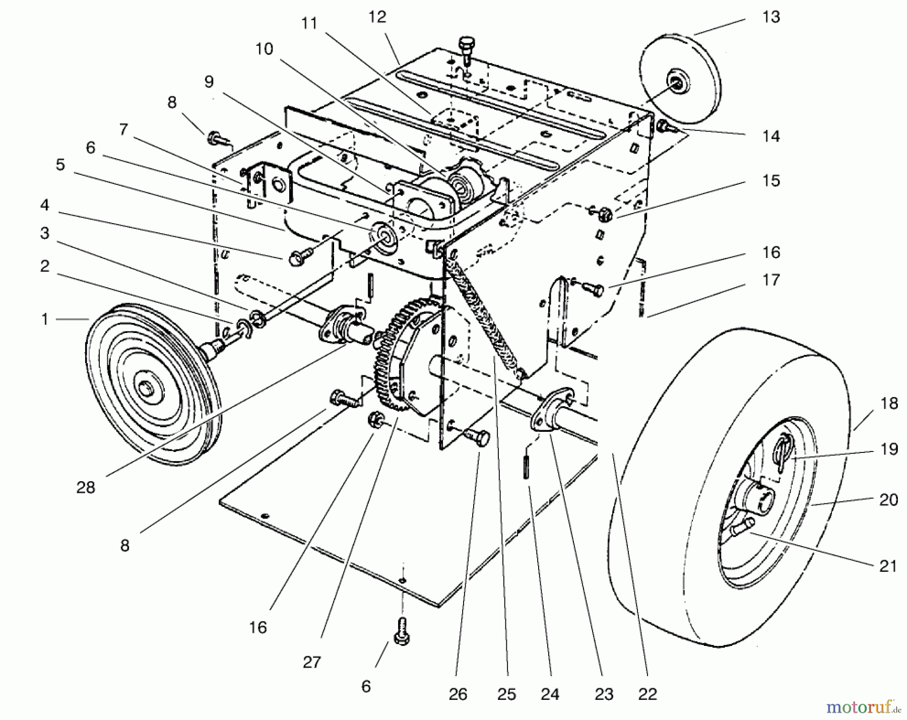  Toro Neu Snow Blowers/Snow Throwers Seite 1 38062 (622) - Toro 622 Snowthrower, 1997 (7900001-7999999) TRACTION ASSEMBLY #1