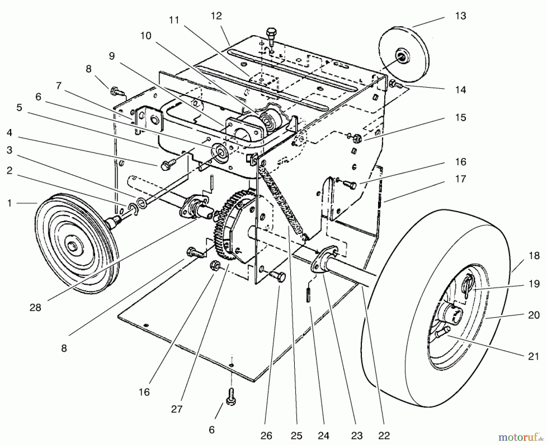  Toro Neu Snow Blowers/Snow Throwers Seite 1 38063 (622) - Toro 622 Snowthrower, 1998 (8900001-8999999) TRACTION ASSEMBLY #1