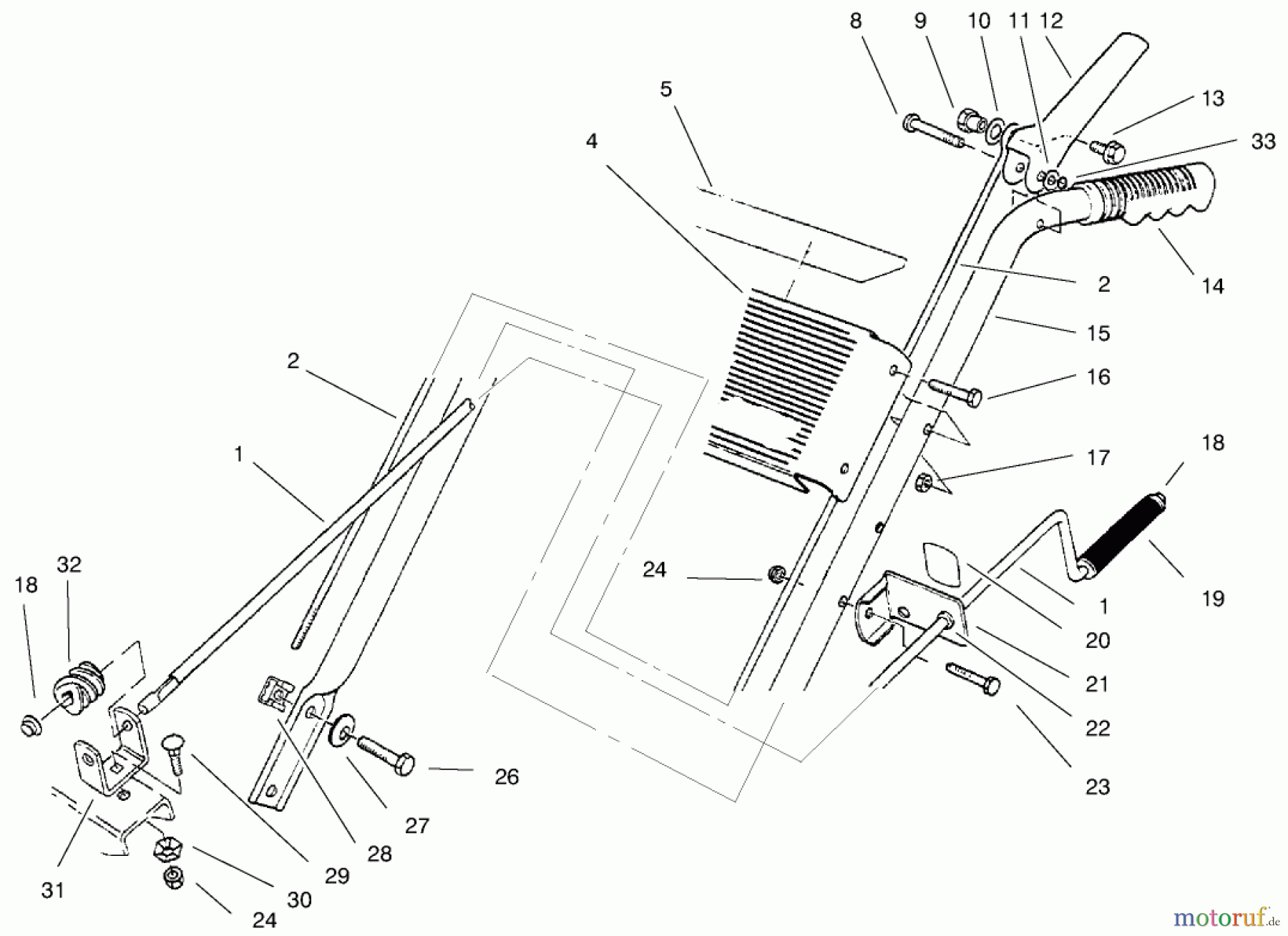  Toro Neu Snow Blowers/Snow Throwers Seite 1 38063 (622) - Toro 622 Snowthrower, 1999 (9900001-9999999) HANDLE ASSEMBLY LEFT SIDE