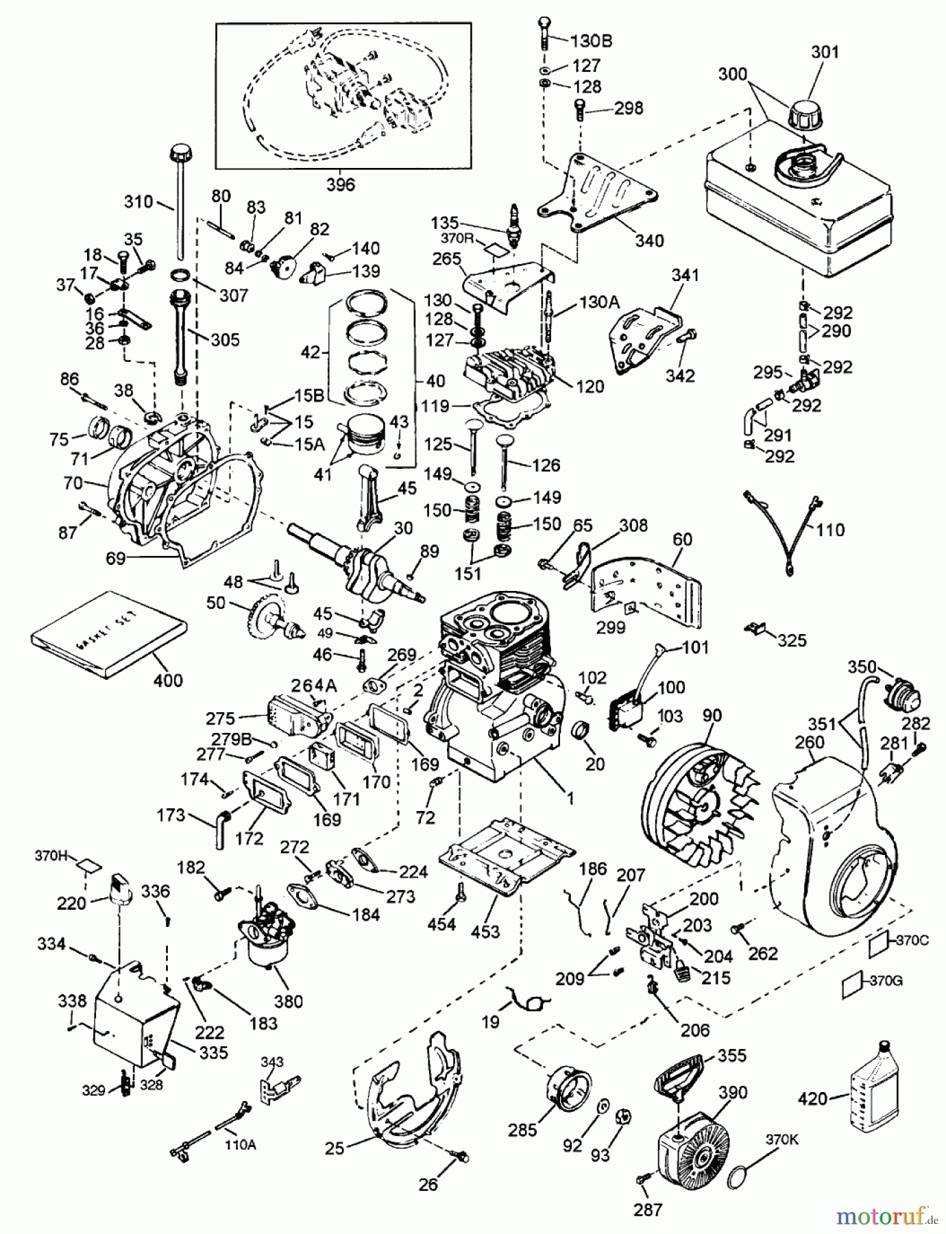  Toro Neu Snow Blowers/Snow Throwers Seite 1 38072 (724) - Toro 724 Snowthrower, 2000 (200000001-200999999) ENGINE TECUMSEH MODEL HSK70-130302U