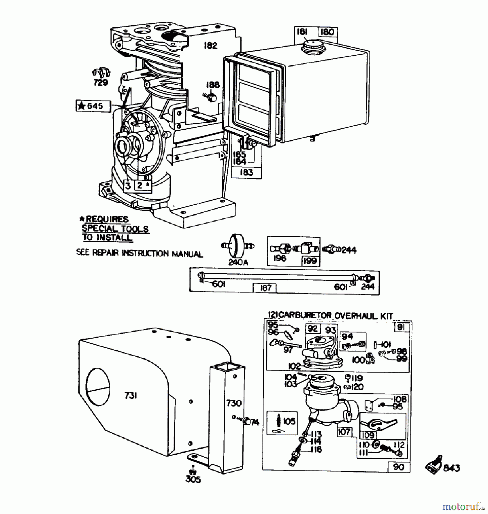  Toro Neu Snow Blowers/Snow Throwers Seite 1 38095 (1132) - Toro 1132 Snowthrower, 1981 (1000001-1999999) ENGINE MODEL NO. 190402 TYPE 0989-01 (MODEL 38155) #3