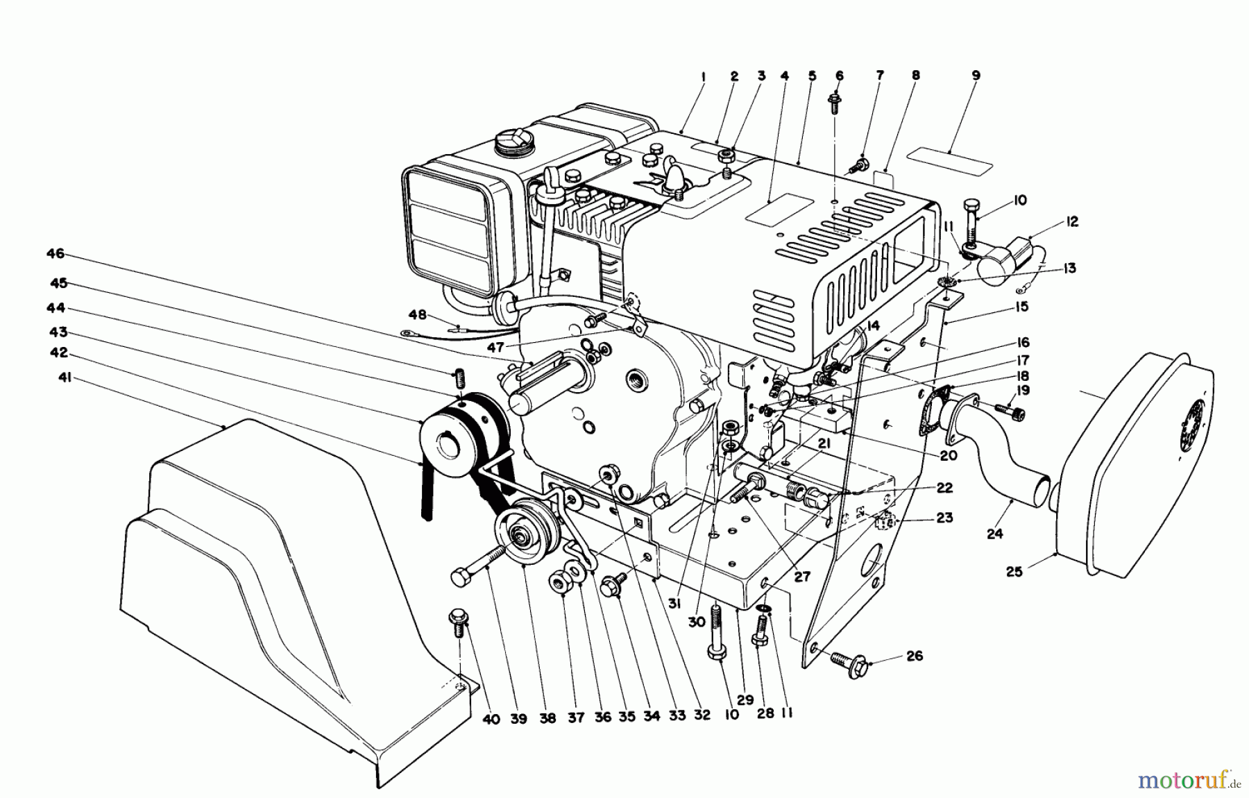  Toro Neu Snow Blowers/Snow Throwers Seite 1 38095 (1132) - Toro 1132 Snowthrower, 1982 (2000001-2999999) ENGINE ASSEMBLY