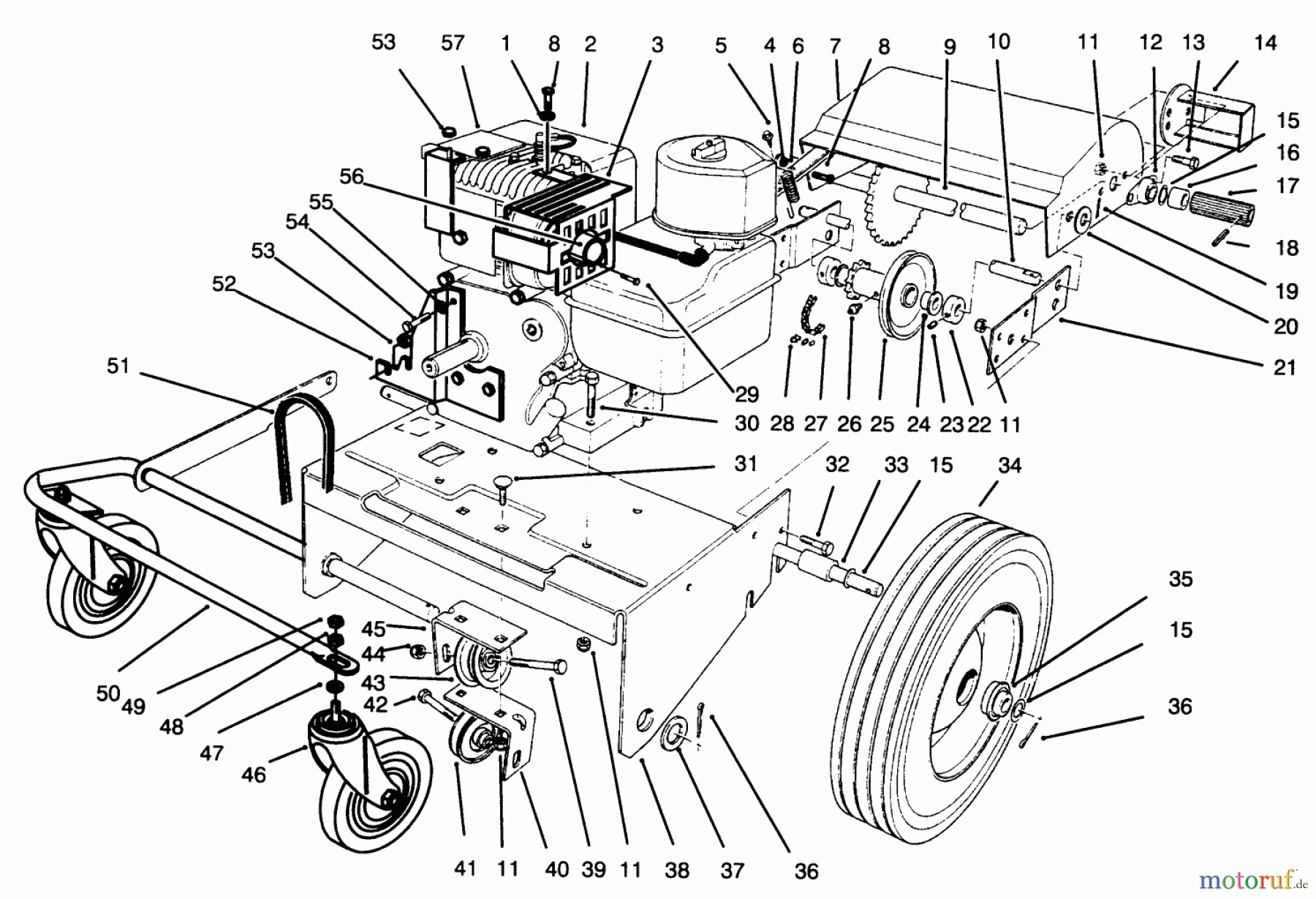 Toro Neu Blowers/Vacuums/Chippers/Shredders 62924 - Toro 5 hp Lawn Vacuum, 1995 (5900001-5999999) ENGINE & BASE ASSEMBLY