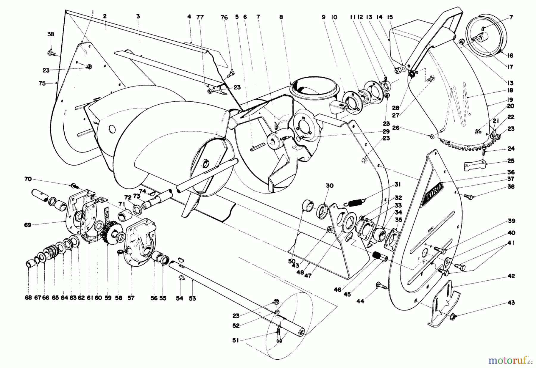  Toro Neu Snow Blowers/Snow Throwers Seite 1 38095 (1132) - Toro 1132 Snowthrower, 1984 (4000001-4999999) AUGER ASSEMBLY