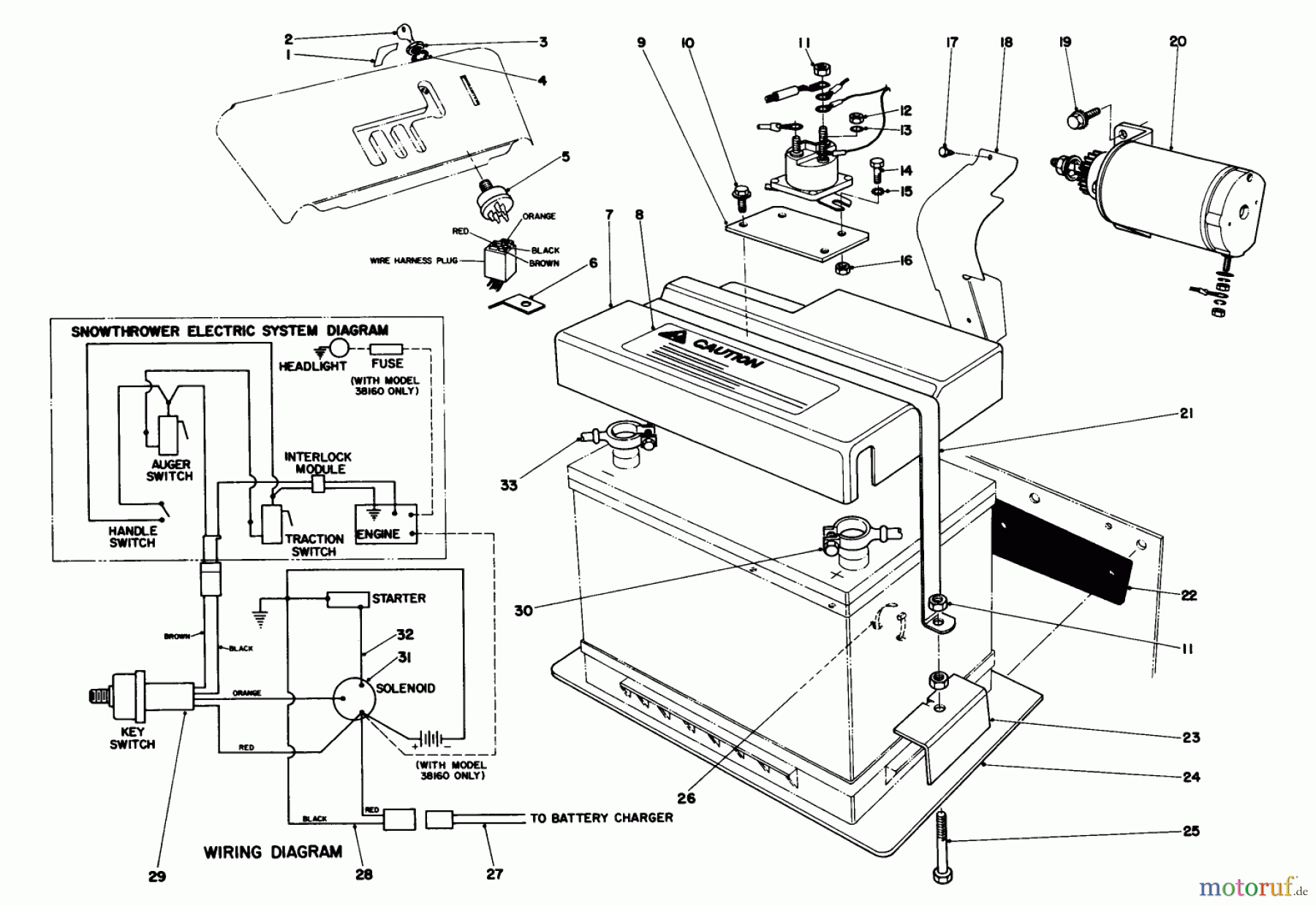  Toro Neu Snow Blowers/Snow Throwers Seite 1 38095 (1132) - Toro 1132 Snowthrower, 1987 (7000001-7999999) 12 VOLT STARTING MOTOR KIT 42-3370 (OPTIONAL)