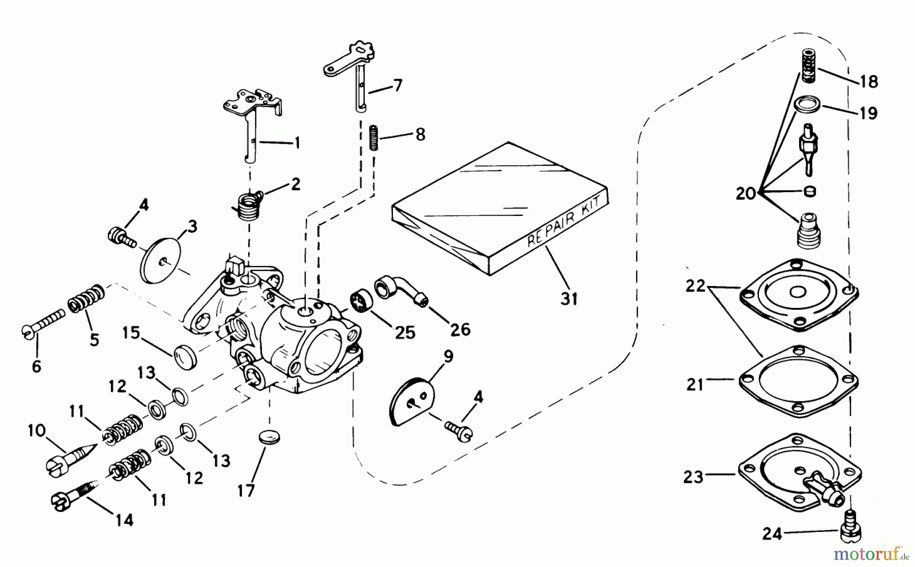  Toro Neu Snow Blowers/Snow Throwers Seite 1 38100 (S-140) - Toro S-140 Snowthrower, 1980 (SN 0000001-0499999) CARBURETOR NO. 632035 ENGINE MODEL NO. AH520, TYPE 1584B (USED ON UNITS WITH SERIAL NO. 0300000 THRU 0510157)