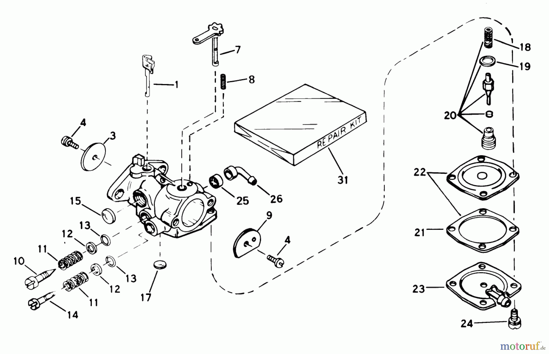 Toro Neu Snow Blowers/Snow Throwers Seite 1 38100 (S-140) - Toro S-140 Snowthrower, 1980 (SN 0000001-0499999) CARBURETOR NO. 632141 ENGINE MODEL NO. AH520, TYPE 1601 (USED ON UNITS WITH SERIAL NO. 0510158 & UP)