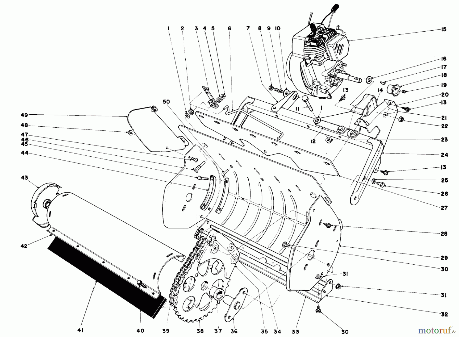  Toro Neu Snow Blowers/Snow Throwers Seite 1 38100 (S-140) - Toro S-140 Snowthrower, 1980 (SN 0500000-0999999) LOWER MAIN FRAME