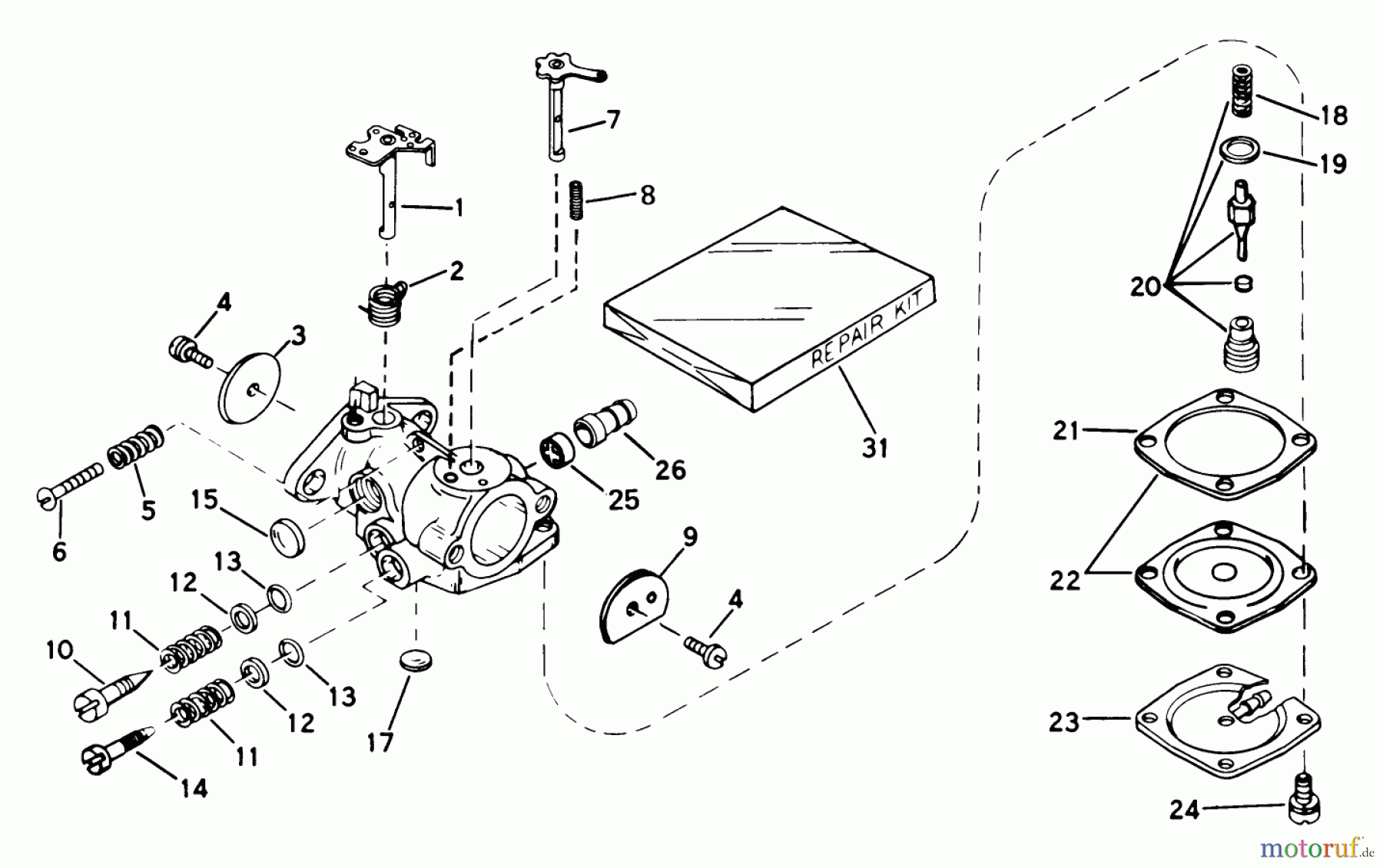  Toro Neu Snow Blowers/Snow Throwers Seite 1 38120 (S-200) - Toro S-200 Snowthrower, 1979 (9000001-9999999) CARBURETOR NO. 631887
