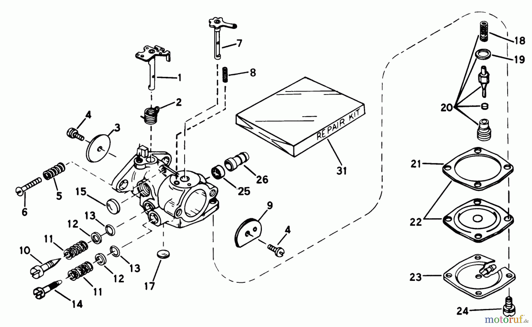  Toro Neu Snow Blowers/Snow Throwers Seite 1 38120 (S-200) - Toro S-200 Snowthrower, 1980 (0015001-0099999) CARBURETOR NO. 631887
