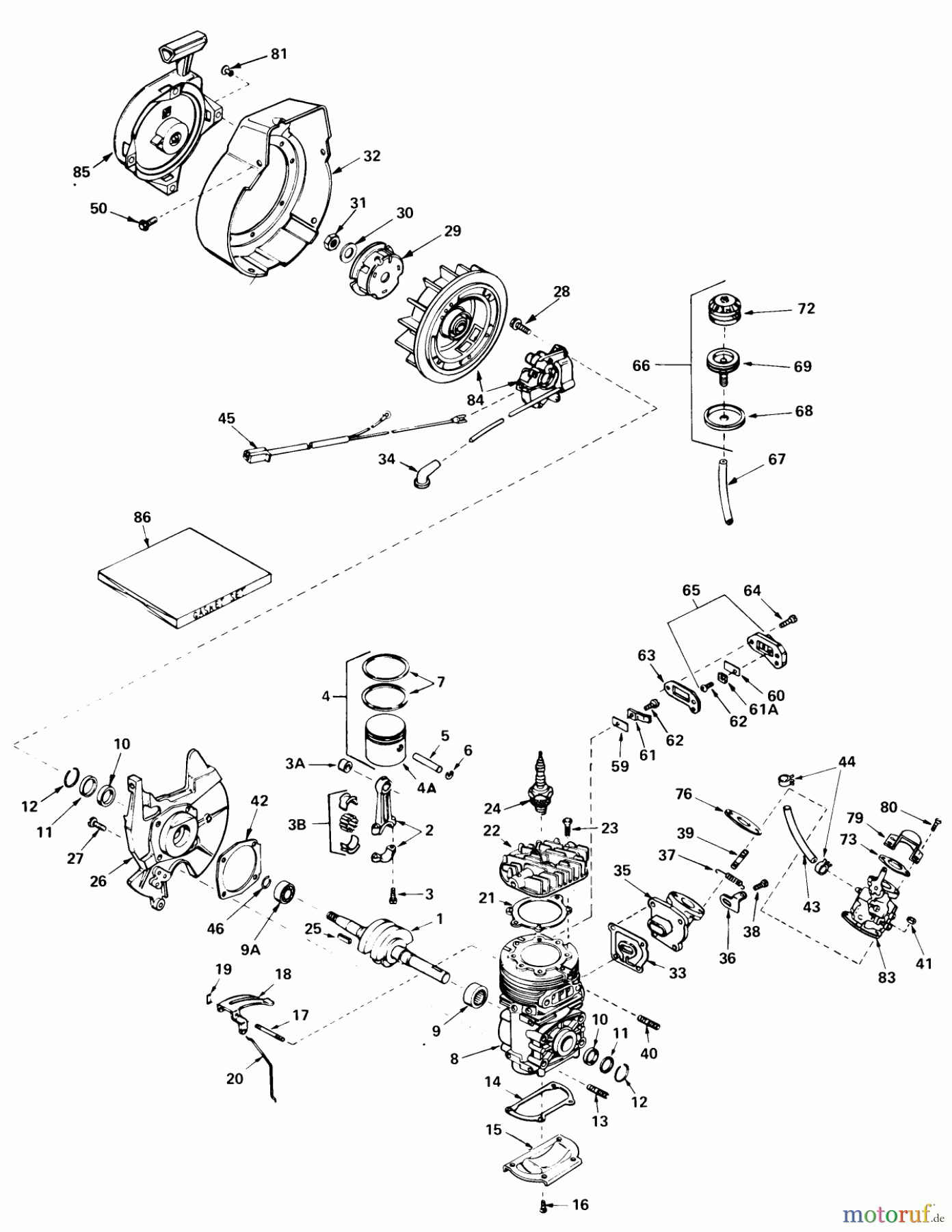 Toro Neu Snow Blowers/Snow Throwers Seite 1 38130 (S-200) - Toro S-200 Snowthrower, 1980 (0000001-0015000) ENGINE ASSEMBLY ENGINE TECUMSEH MODEL NO. AH520 TYPE 1585B UNIT MODEL 38120 (USED ON UNITS WITH SERIAL NO. 0300000