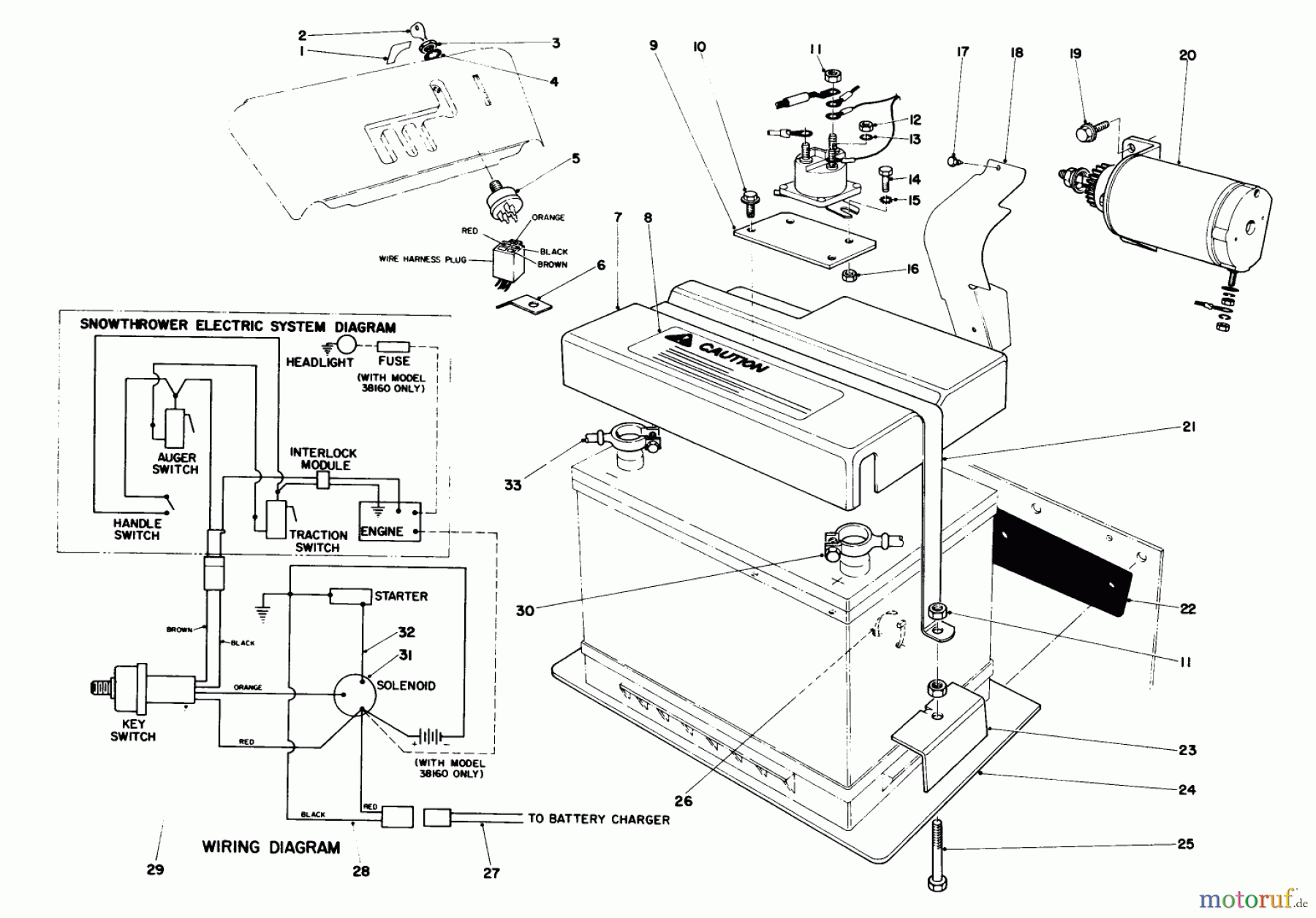  Toro Neu Snow Blowers/Snow Throwers Seite 1 38150 (826) - Toro 826 Snowthrower, 1985 (5000001-5999999) 12 VOLT STARTING MOTOR KIT 42-3370 (OPTIONAL)