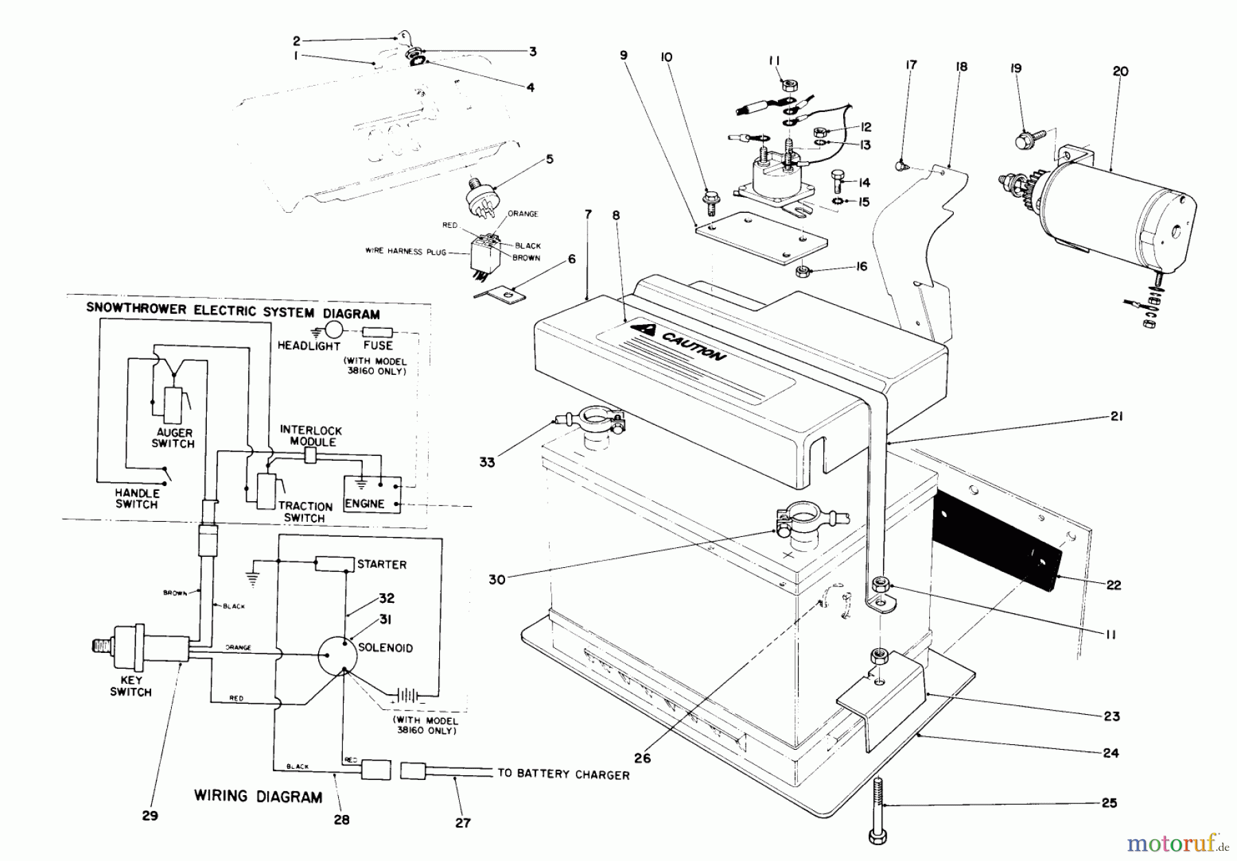  Toro Neu Snow Blowers/Snow Throwers Seite 1 38150 (826) - Toro 826 Snowthrower, 1986 (6000001-6999999) 12 VOLT STARTING MOTOR KIT 42-3370 (OPTIONAL)
