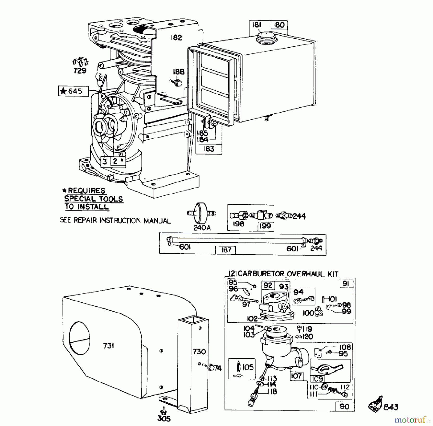 Toro Neu Snow Blowers/Snow Throwers Seite 1 38155 (826) - Toro 826 Snowthrower, 1980 (0000001-0999999) ENGINE BRIGGS & STRATTON MODEL NO. 190402 TYPE 0989-01 #3