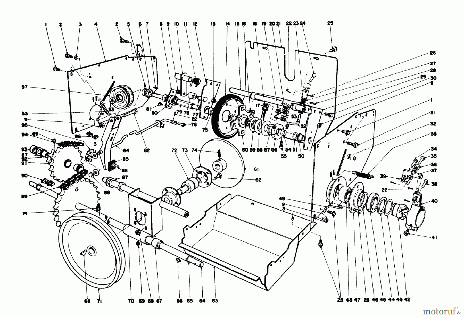 Toro Neu Snow Blowers/Snow Throwers Seite 1 38160 (1132) - Toro 1132 Snowthrower, 1979 (9000001-9999999) TRACTION ASSEMBLY