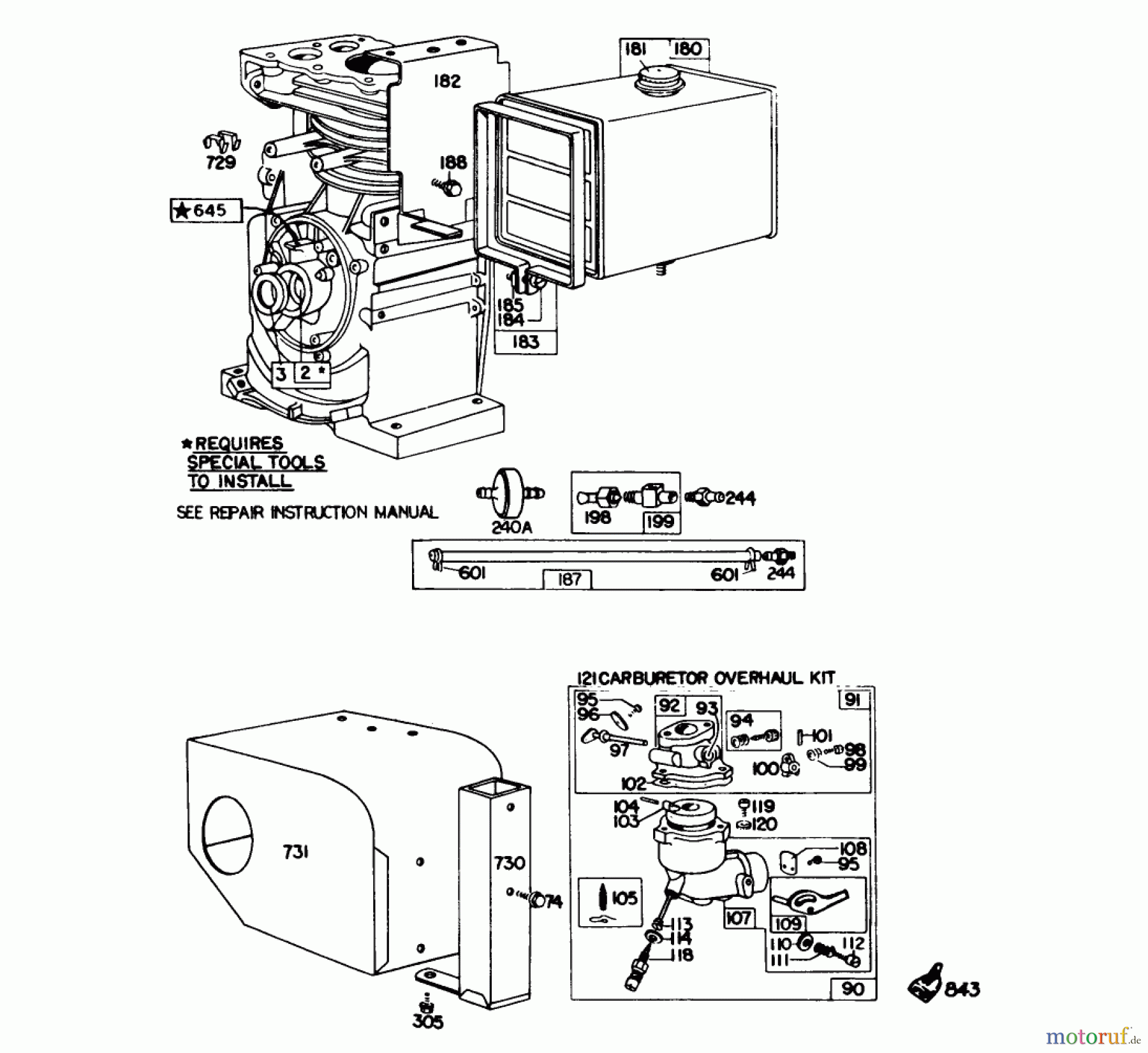  Toro Neu Snow Blowers/Snow Throwers Seite 1 38160 (1132) - Toro 1132 Snowthrower, 1980 (0000001-0999999) ENGINE MODEL NO. 190402 TYPE 0989-01 (8 H.P. SNOWTHROWER MODEL 3BRIGGS & STRATTON #2