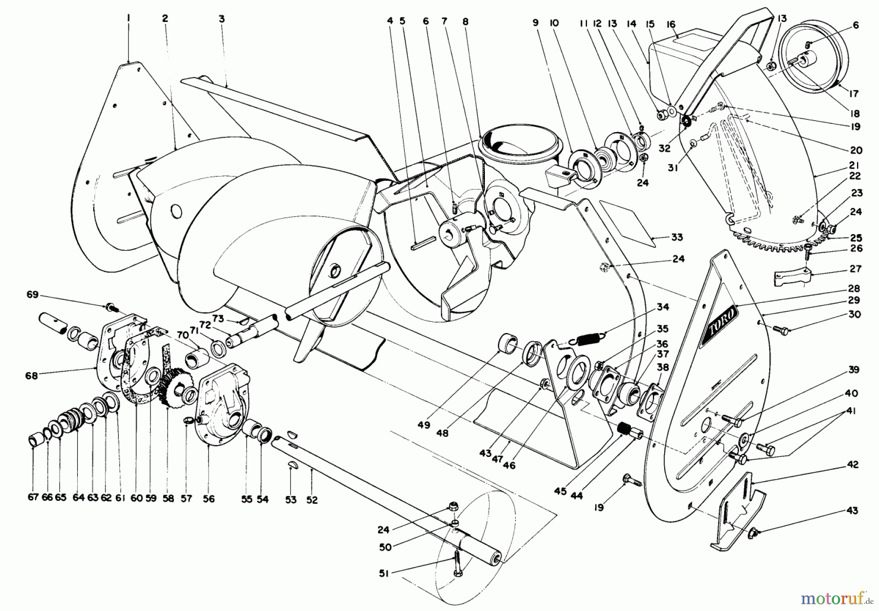 Toro Neu Snow Blowers/Snow Throwers Seite 1 38160 (1132) - Toro 1132 Snowthrower, 1986 (6000001-6999999) AUGER ASSEMBLY