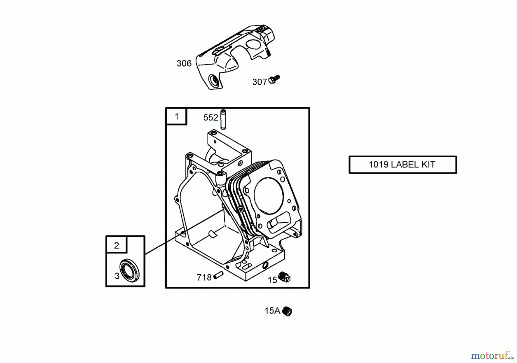 Toro Neu Blowers/Vacuums/Chippers/Shredders 62925 - Toro 206cc OHV Vacuum Blower, 2005 (250000001-250999999) CYLINDER ASSEMBLY BRIGGS AND STRATTON 126302-0245-E1