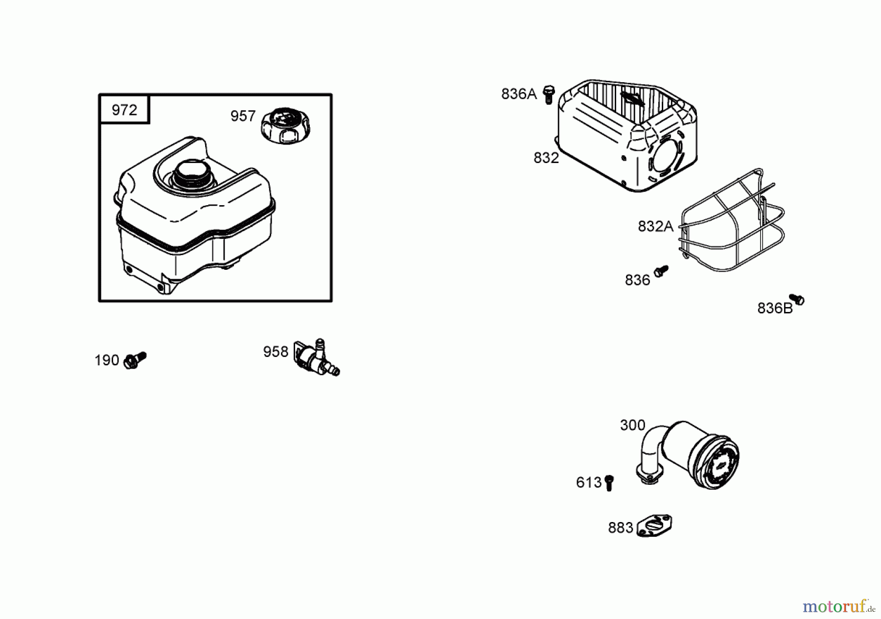 Toro Neu Blowers/Vacuums/Chippers/Shredders 62925 - Toro 206cc OHV Vacuum Blower, 2005 (250000001-250999999) MUFFLER AND FUEL TANK ASSEMBLY BRIGGS AND STRATTON 126302-0245-E1