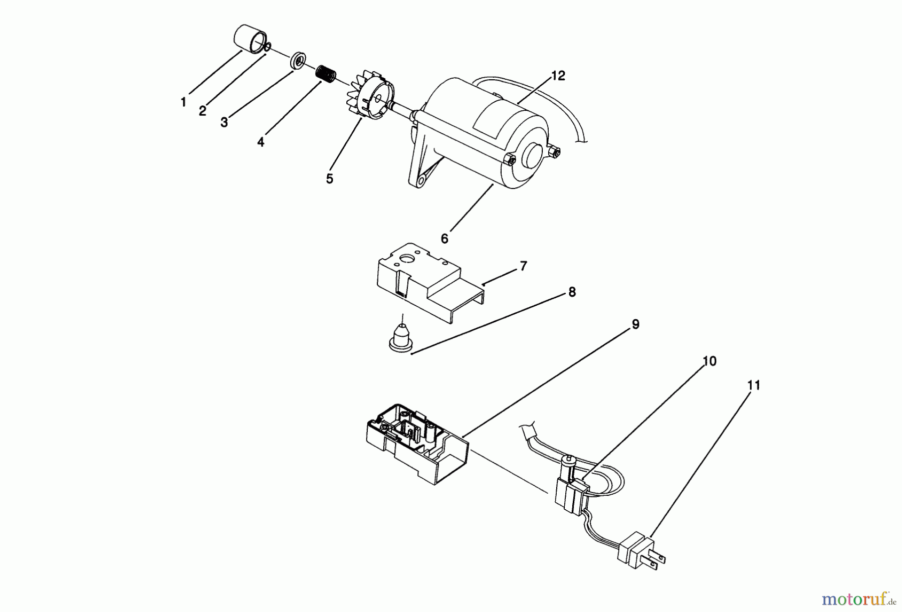 Toro Neu Snow Blowers/Snow Throwers Seite 1 38175 - Toro CCR Powerlite Snowthrower, 1991 (1000001-1999999) STARTER MOTOR ASSEMBLY (MODEL NO. 38175 ONLY)