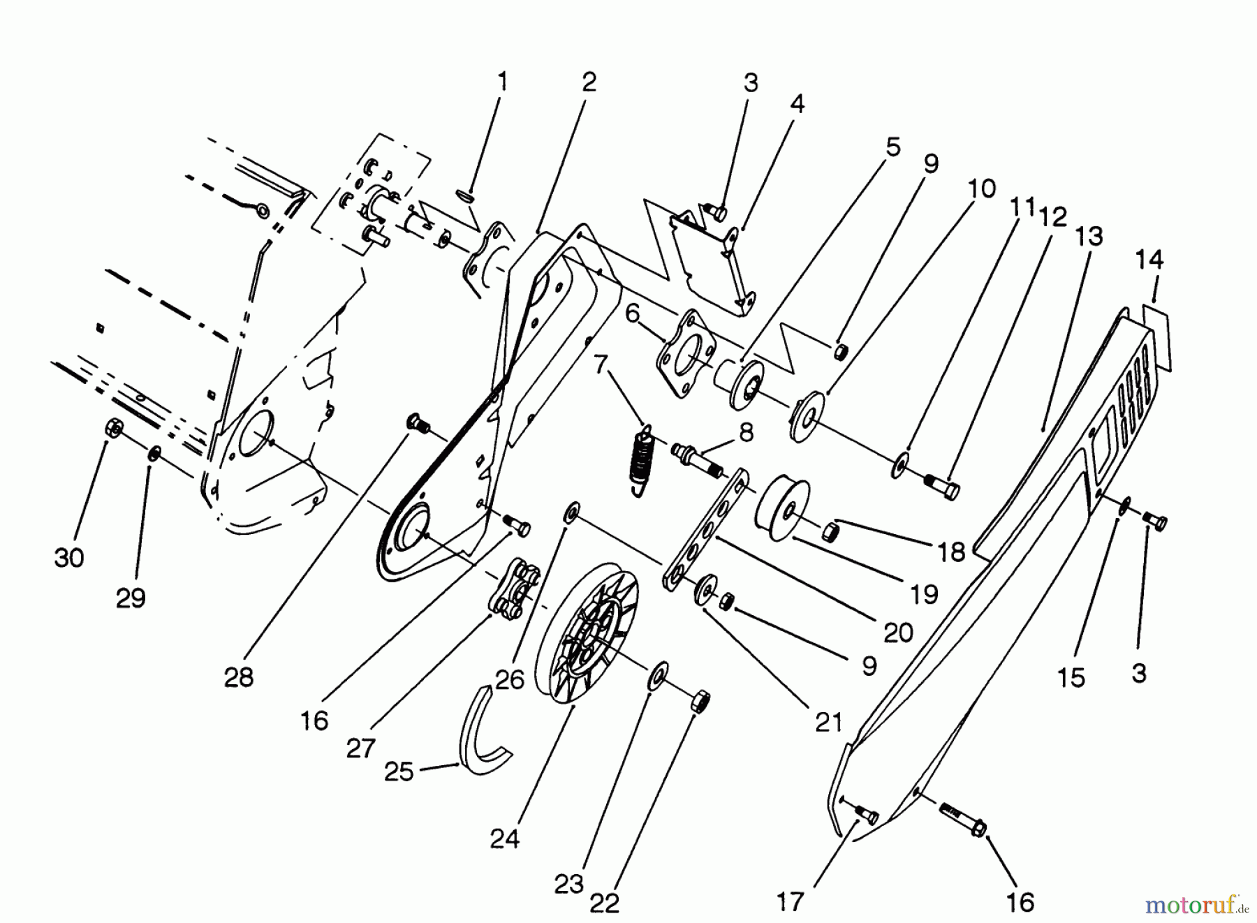 Toro Neu Snow Blowers/Snow Throwers Seite 1 38175 - Toro CCR Powerlite Snowthrower, 1993 (3900001-3999999) PULLEY & BELT COVER ASSEMBLY