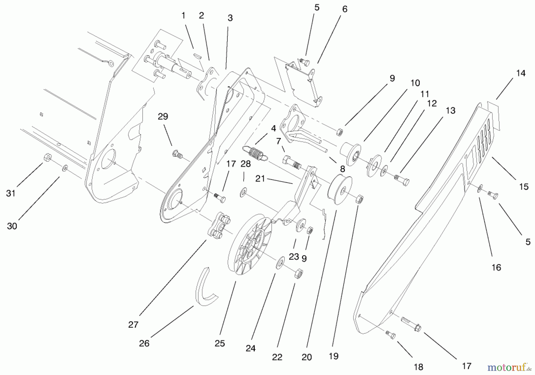 Toro Neu Snow Blowers/Snow Throwers Seite 1 38170 - Toro CCR Powerlite Snowthrower, 1999 (9900001-9999999) PULLEY & BELT COVER ASSEMBLY (MODELS 38177 & 38178)