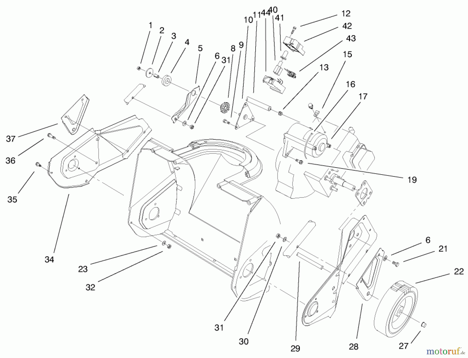 Toro Neu Snow Blowers/Snow Throwers Seite 1 38170 - Toro CCR Powerlite Snowthrower, 2000 (200000001-200999999) ENGINE, SIDE PLATE, & WHEEL ASSEMBLY