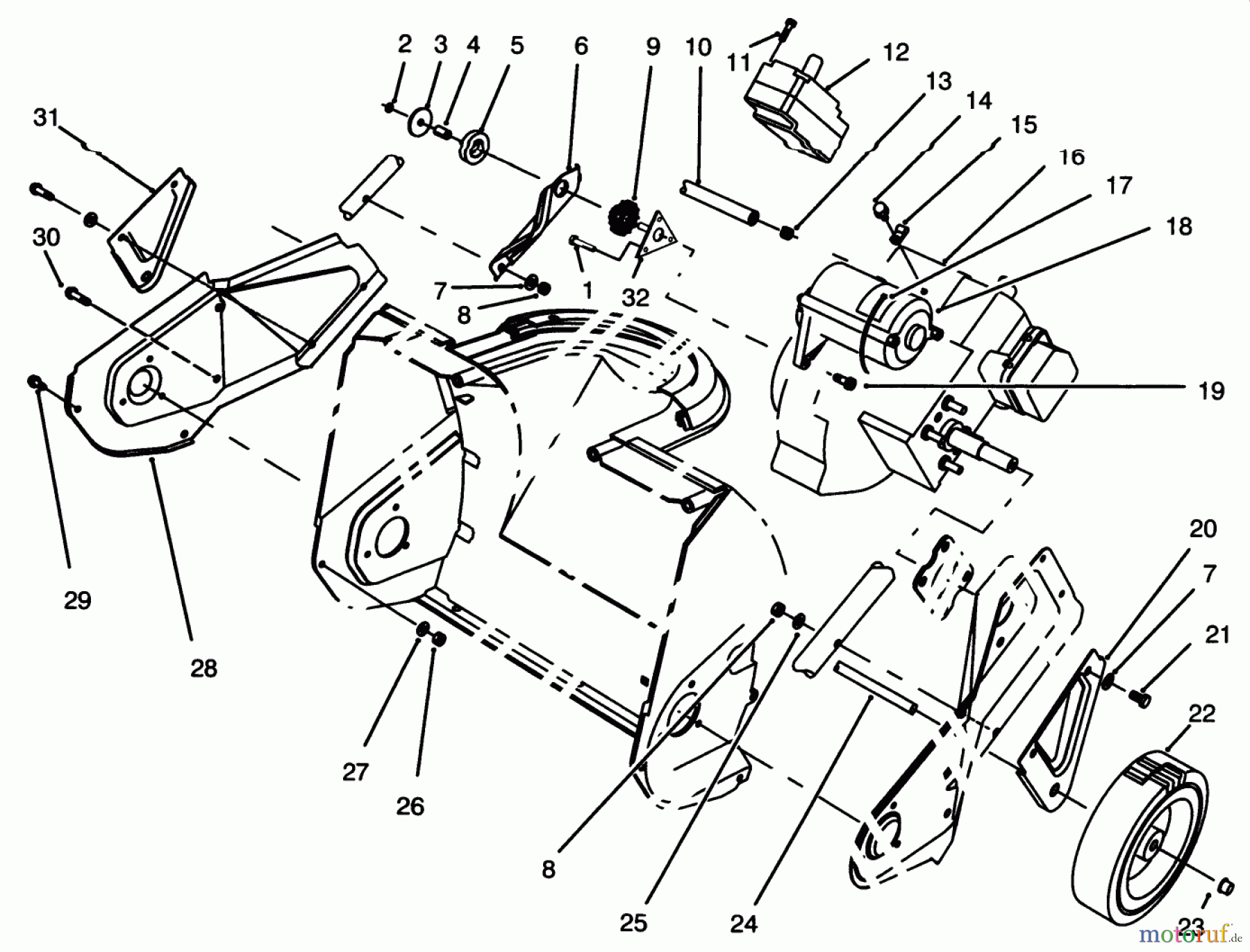  Toro Neu Snow Blowers/Snow Throwers Seite 1 38176 - Toro CCR Powerlite Snowthrower, 1996 (6900001-6999999) ENGINE & WHEEL ASSEMBLY