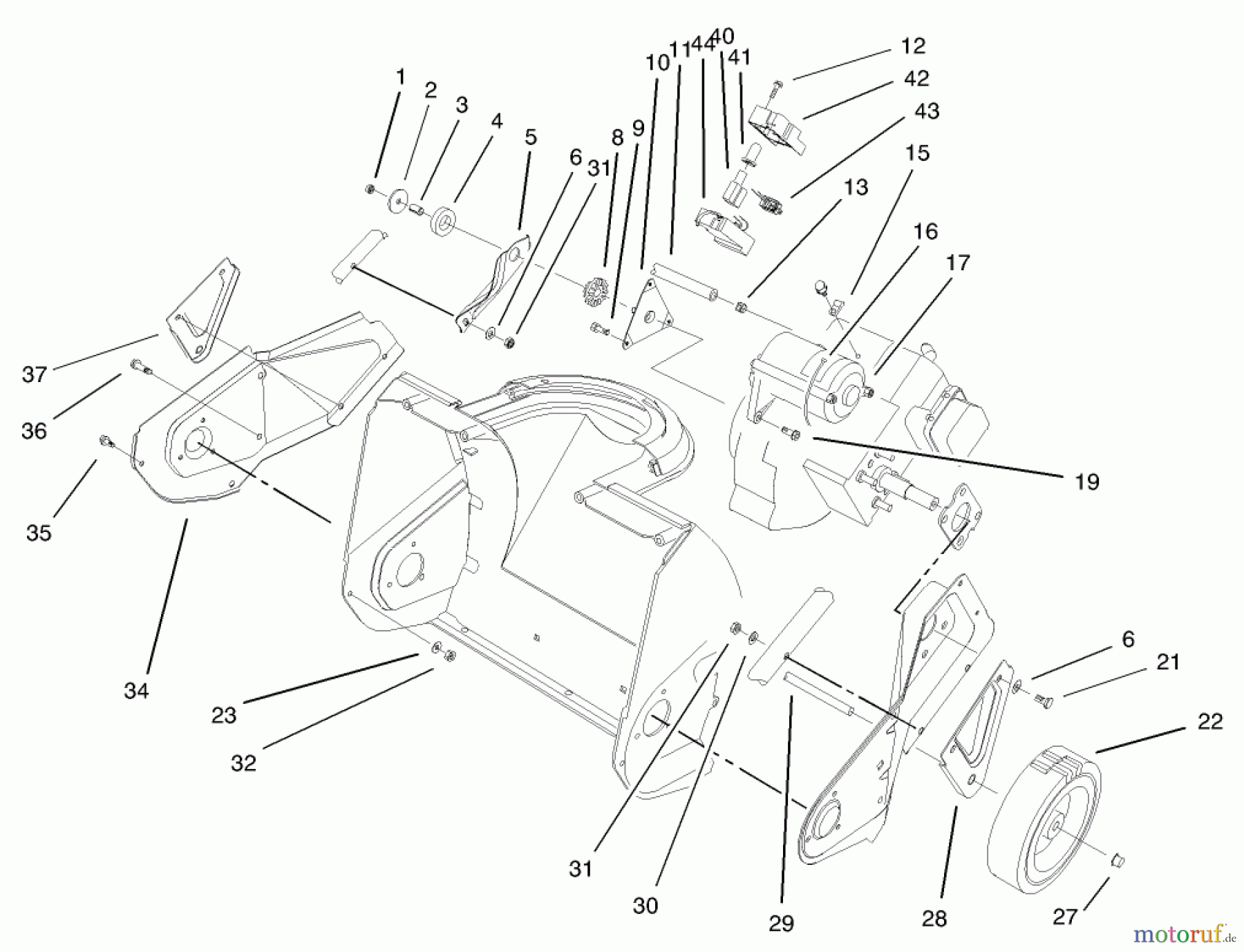 Toro Neu Snow Blowers/Snow Throwers Seite 1 38182 - Toro CCR Powerlite Snowthrower, 2001 (210000001-210999999) ENGINE, SIDE PLATE, & WHEEL ASSEMBLY