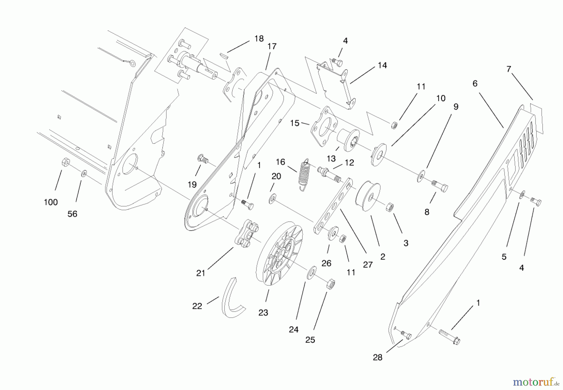 Toro Neu Snow Blowers/Snow Throwers Seite 1 38175 - Toro CCR Powerlite Snowthrower, 1998 (8900001-8999999) PULLEY & BELT COVER ASSEMBLY