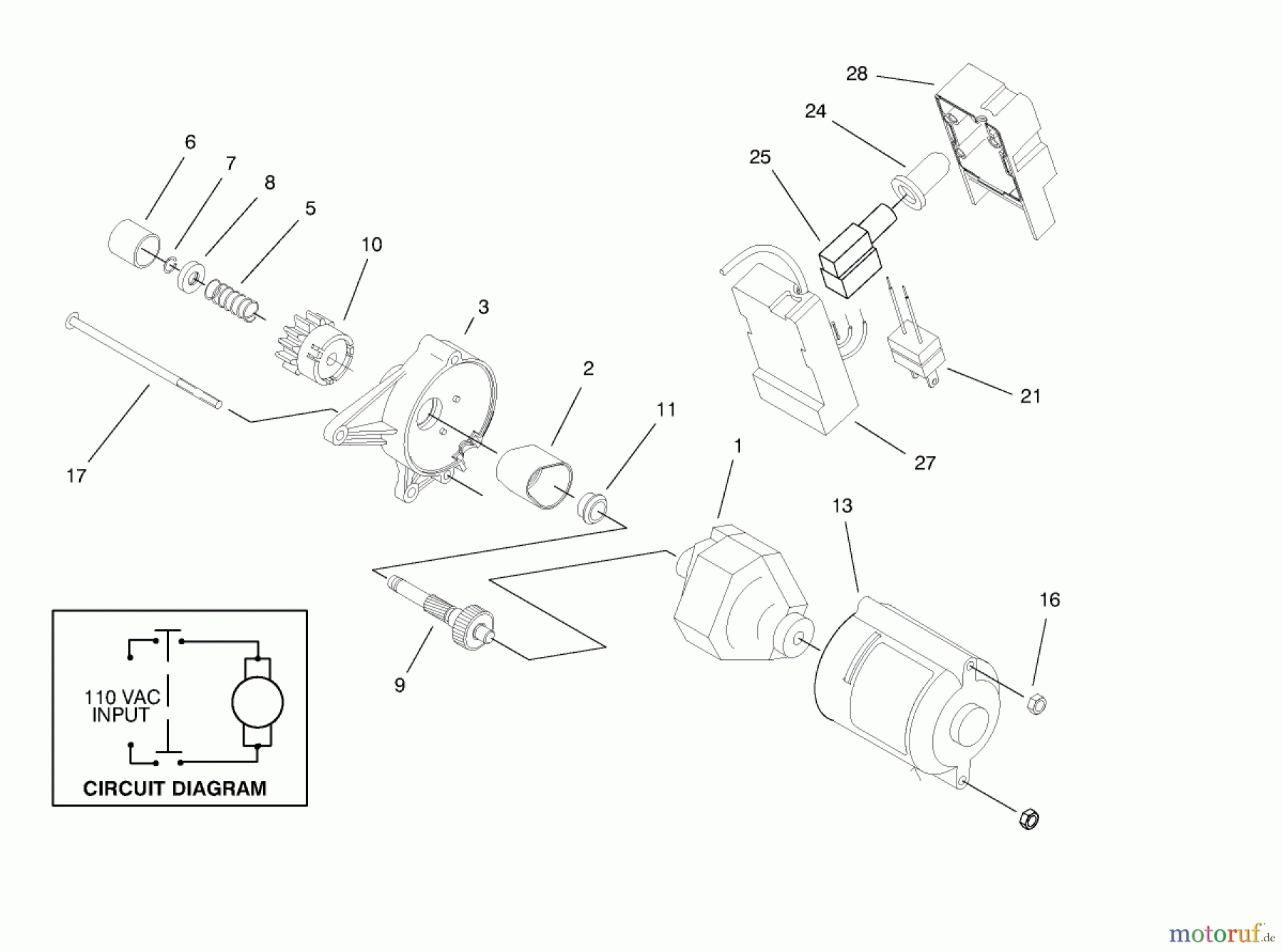 Toro Neu Snow Blowers/Snow Throwers Seite 1 38175 - Toro CCR Powerlite Snowthrower, 1998 (8900001-8999999) STARTER MOTOR & SWITCH HOUSING