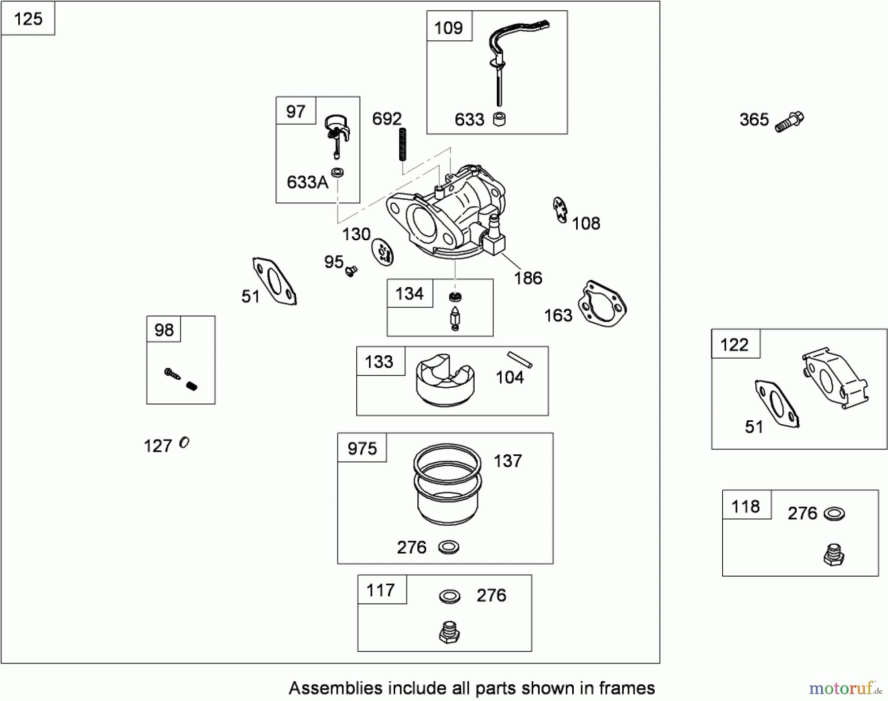 Toro Neu Blowers/Vacuums/Chippers/Shredders 62925 - Toro 206cc OHV Vacuum Blower, 2008 (280000001-280999999) CARBURETOR ASSEMBLY BRIGGS AND STRATTON 126302-0321-B8