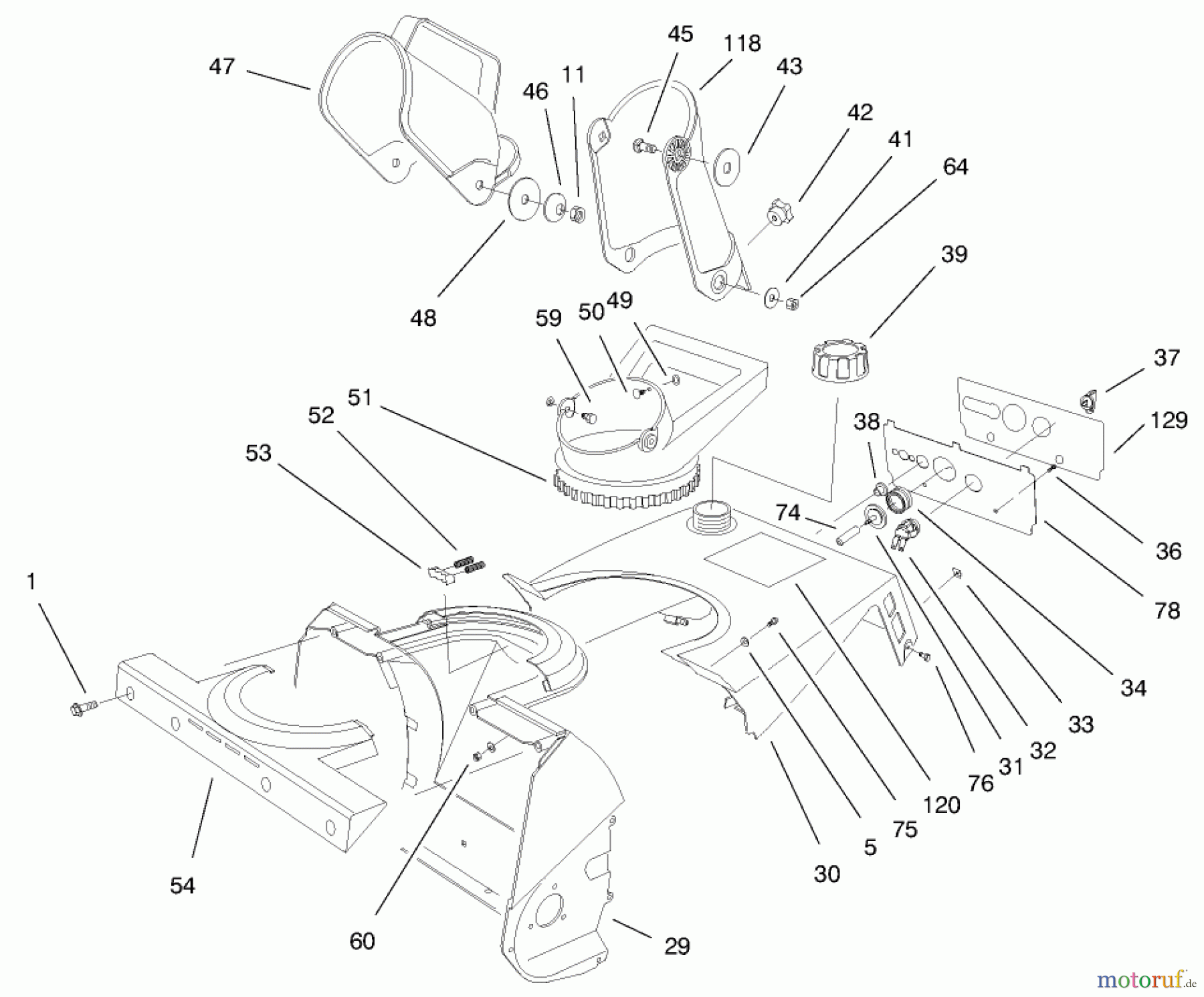  Toro Neu Snow Blowers/Snow Throwers Seite 1 38176 - Toro CCR Powerlite Snowthrower, 1997 (7900001-7999999) CHUTE ASSEMBLY