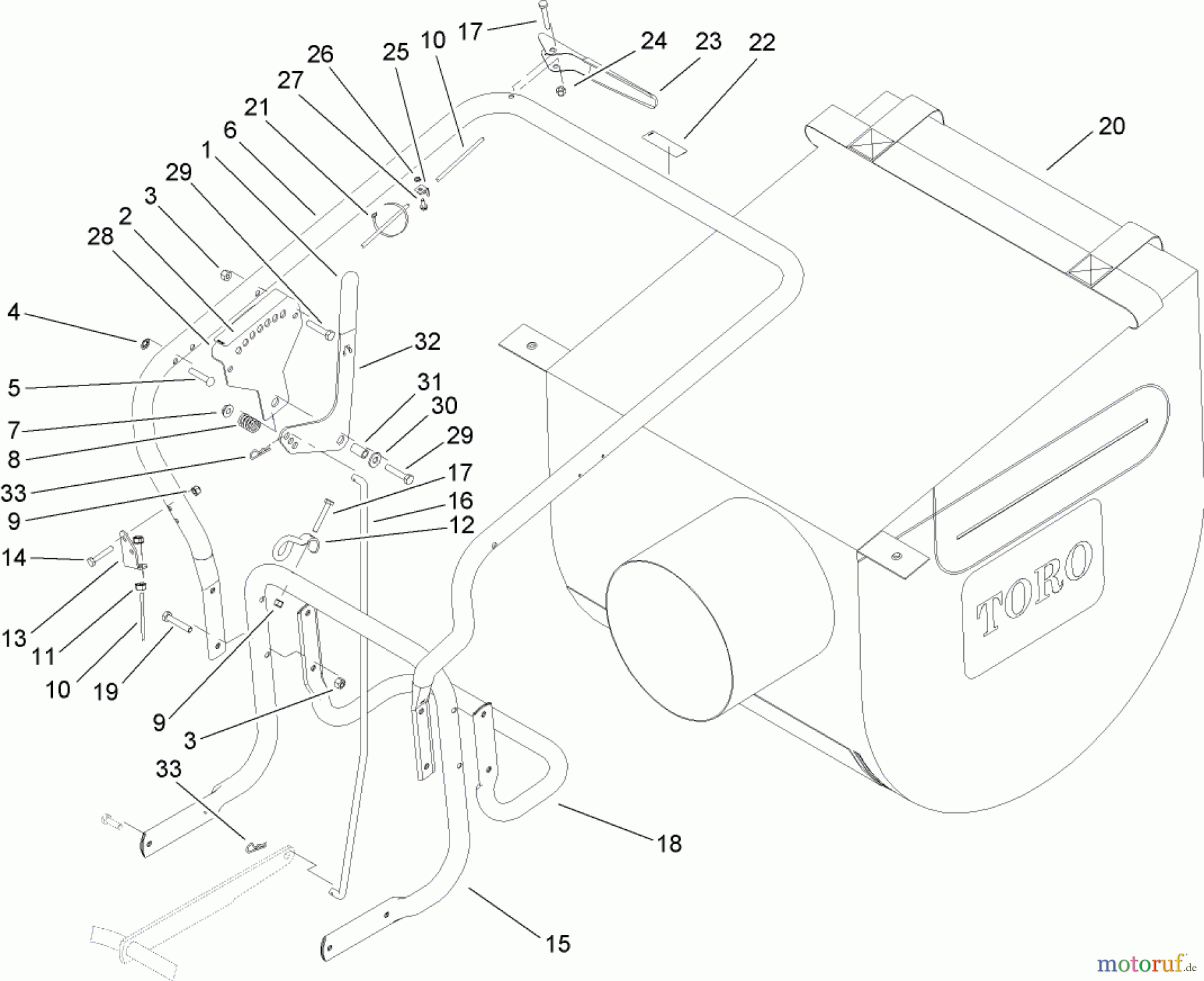  Toro Neu Blowers/Vacuums/Chippers/Shredders 62925 - Toro 206cc OHV Vacuum Blower, 2009 (290000001-290999999) HANDLE AND VACUUM BAG ASSEMBLY