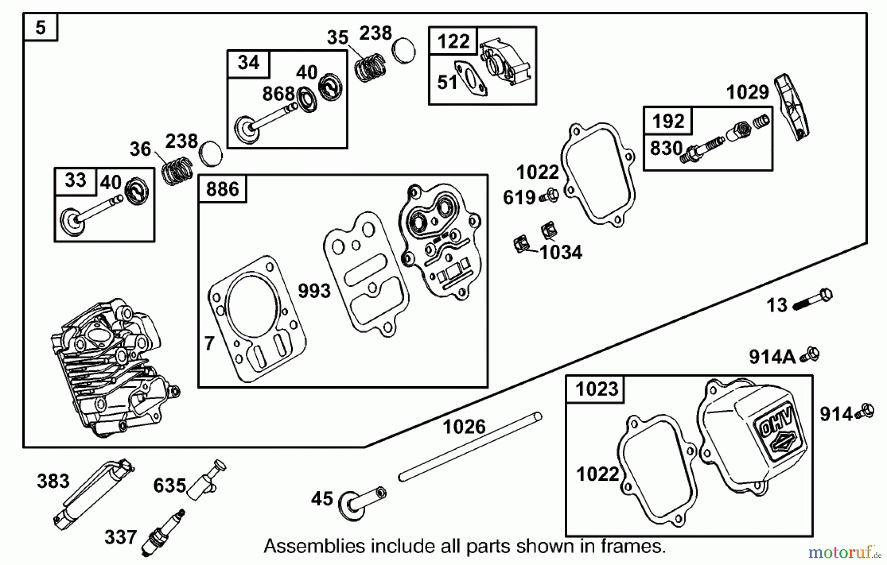  Toro Neu Blowers/Vacuums/Chippers/Shredders 62925 - Toro 5.5 hp Lawn Vacuum, 2001 (210000001-210999999) CYLINDER HEAD ASSEMBLY BRIGGS AND STRATTON MODEL 110402-0218-E1