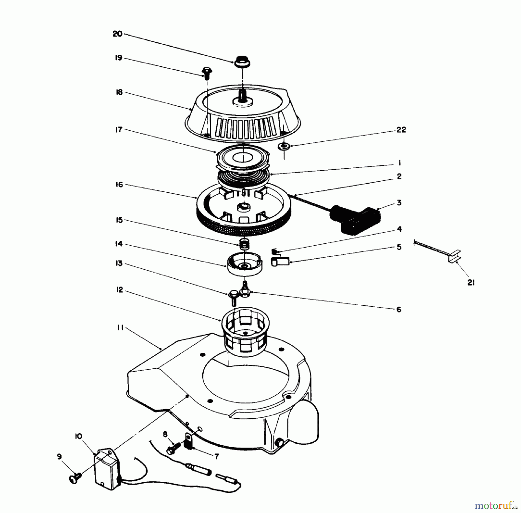 Toro Neu Snow Blowers/Snow Throwers Seite 1 38185 - Toro CCR 2000 Snowthrower, 1993 (3900001-3999999) RECOIL STARTER ASSEMBLY (ENGINE MODEL NO. 47PM1-5)