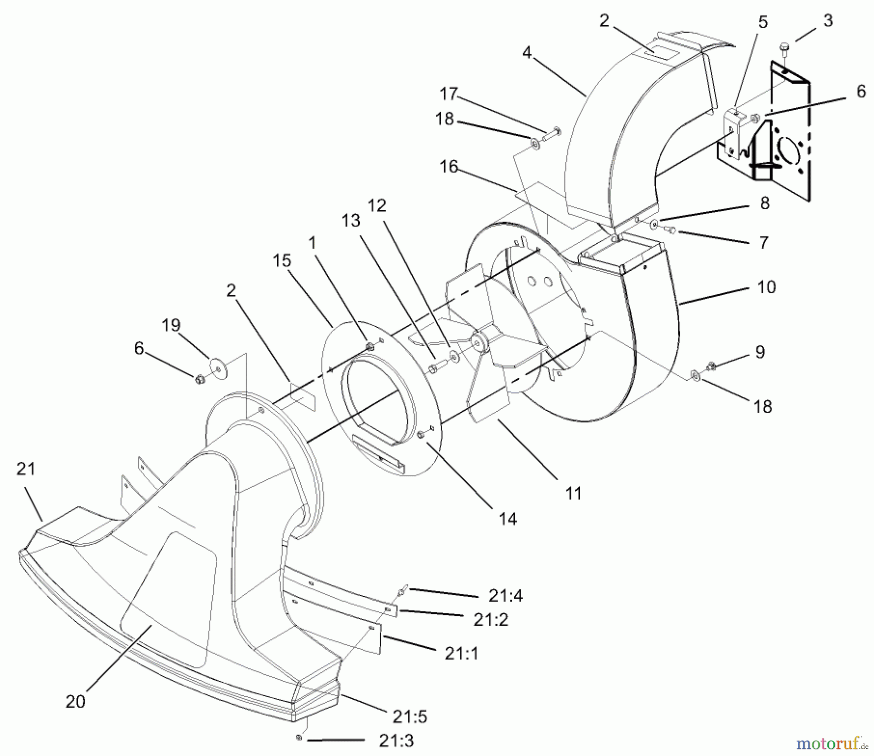  Toro Neu Blowers/Vacuums/Chippers/Shredders 62925 - Toro 5.5 hp Lawn Vacuum, 2001 (210000001-210999999) SNOUT AND BLOWER ASSEMBLY