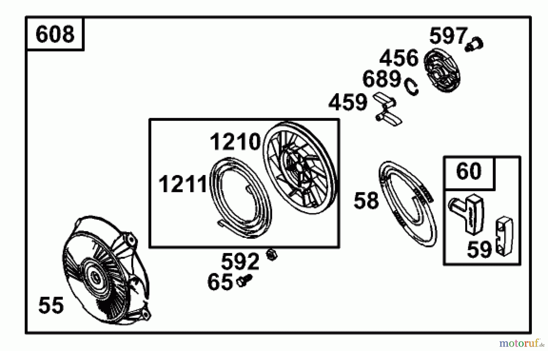 Toro Neu Blowers/Vacuums/Chippers/Shredders 62925 - Toro 5.5 hp Lawn Vacuum, 2001 (210000001-210999999) STARTER ASSEMBLY BRIGGS AND STRATTON MODEL 110402-0218-E1