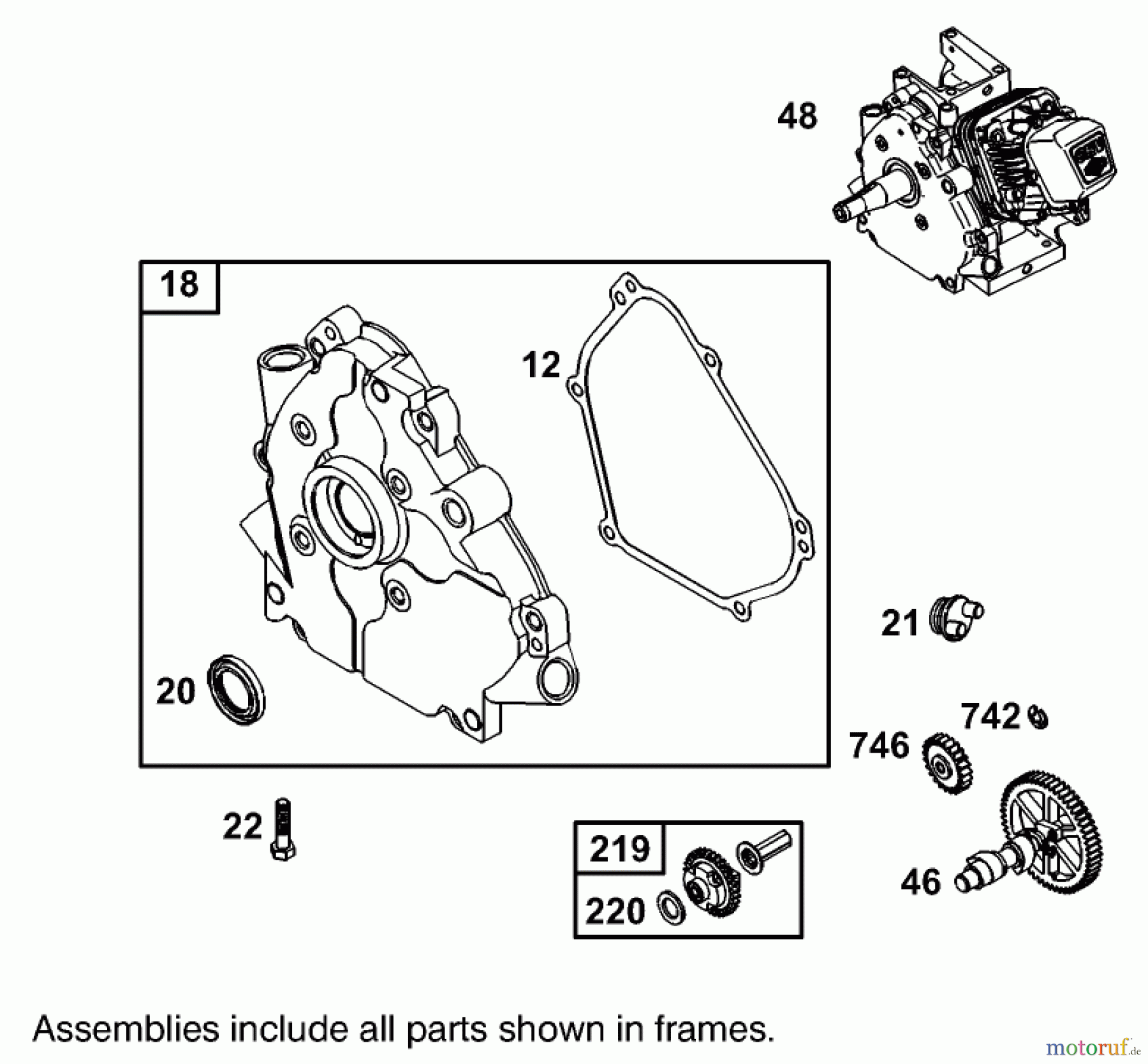  Toro Neu Blowers/Vacuums/Chippers/Shredders 62925 - Toro 5.5 hp Lawn Vacuum, 2002 (220000001-220999999) CRANKCASE ASSEMBLY ENGINE BRIGGS AND STRATTON MODEL 126402-0245-E1