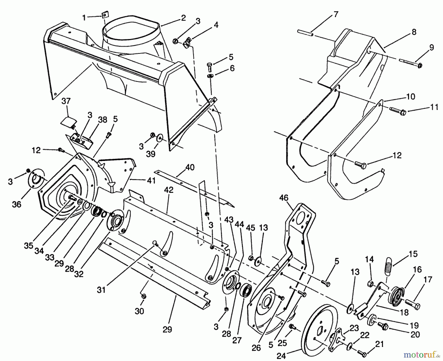 Toro Neu Snow Blowers/Snow Throwers Seite 1 38190 - Toro CCR 1000 Snowthrower, 1991 (1000001-1999999) ROTOR HOUSING ASSEMBLY