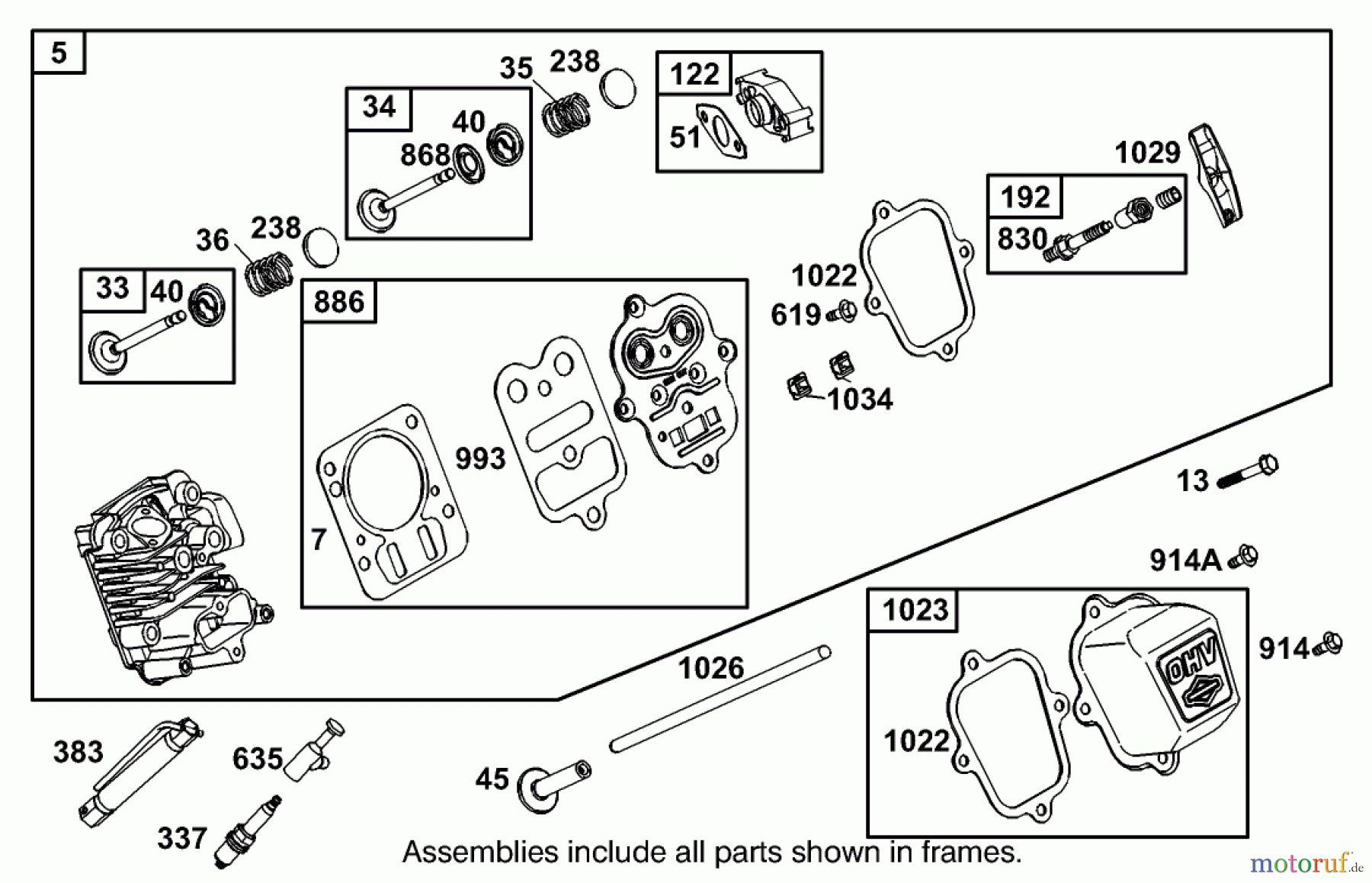  Toro Neu Blowers/Vacuums/Chippers/Shredders 62925 - Toro 5.5 hp Lawn Vacuum, 2002 (220000001-220999999) CYLINDER HEAD ASSEMBLY ENGINE BRIGGS AND STRATTON MODEL 126402-0245-E1