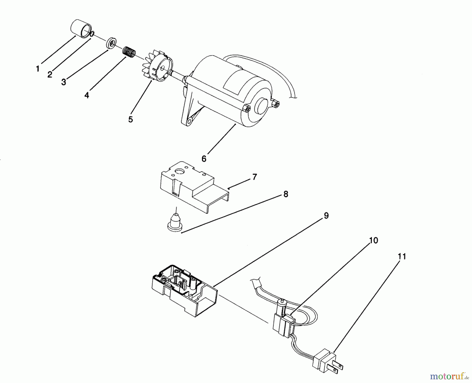  Toro Neu Snow Blowers/Snow Throwers Seite 1 38195 - Toro CCR 1000 Snowthrower, 1992 (2000001-2999999) STARTER MOTOR ASSEMBLY
